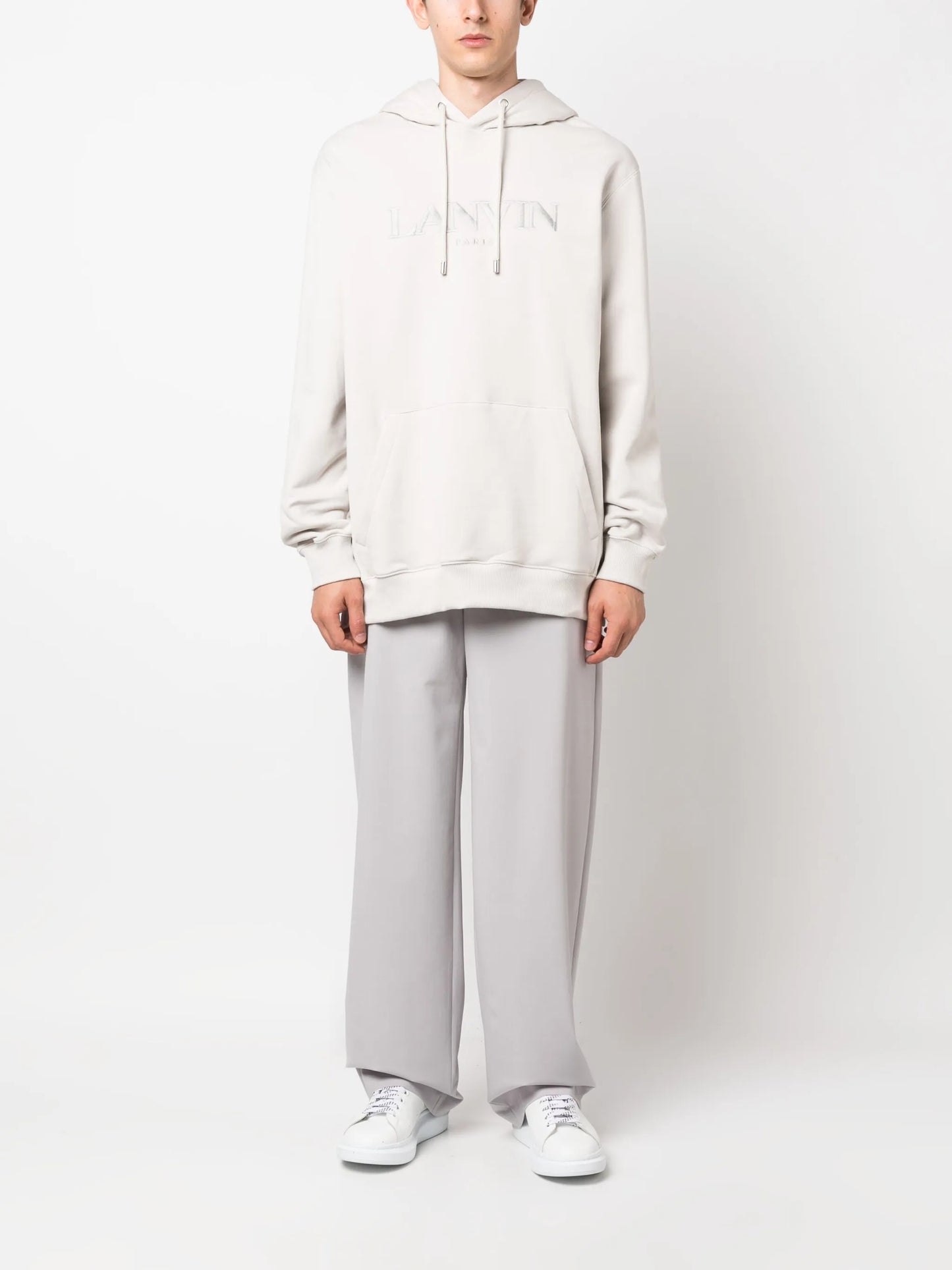 logo-embroidered fleece hoodie