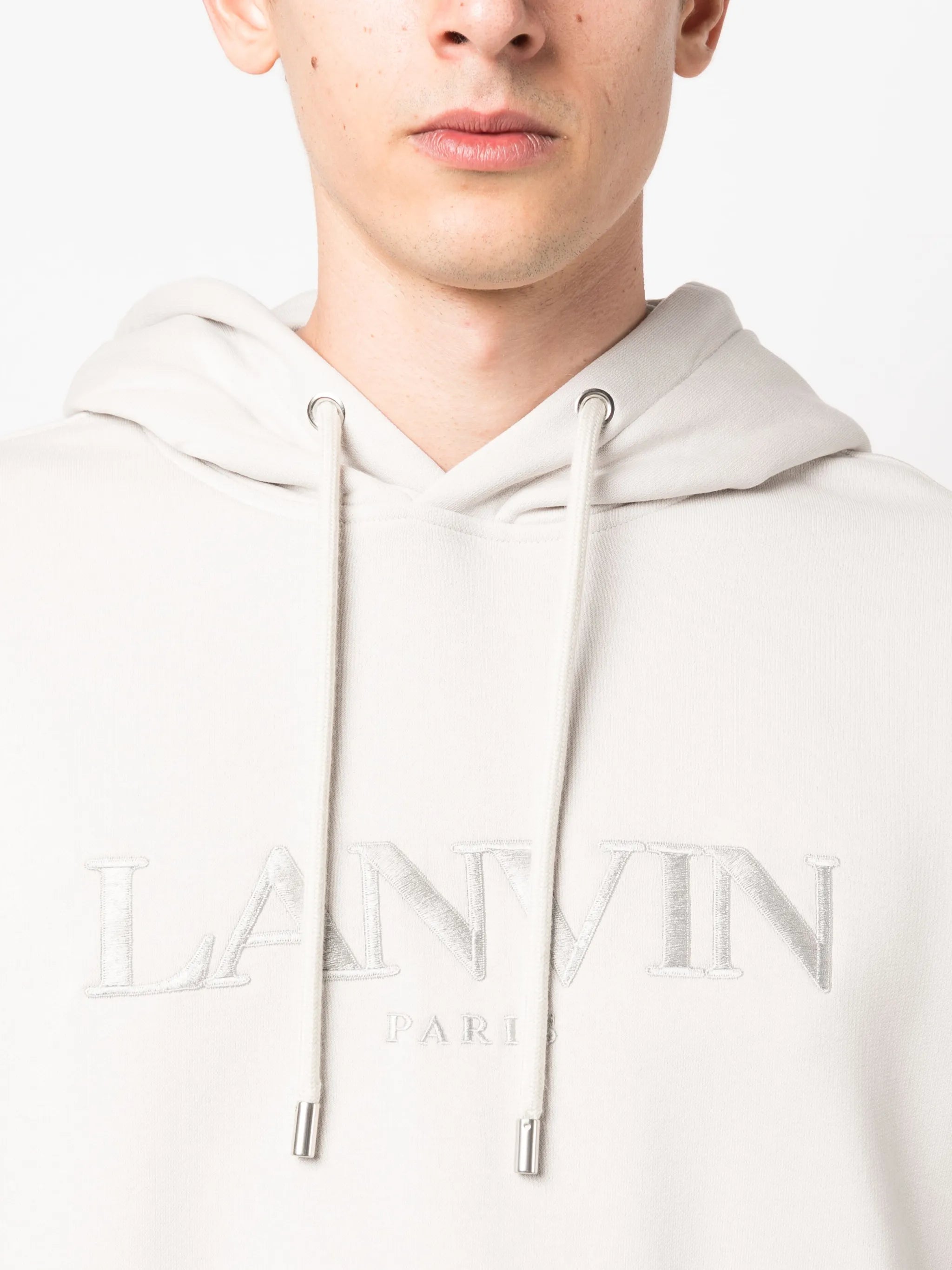 logo-embroidered fleece hoodie