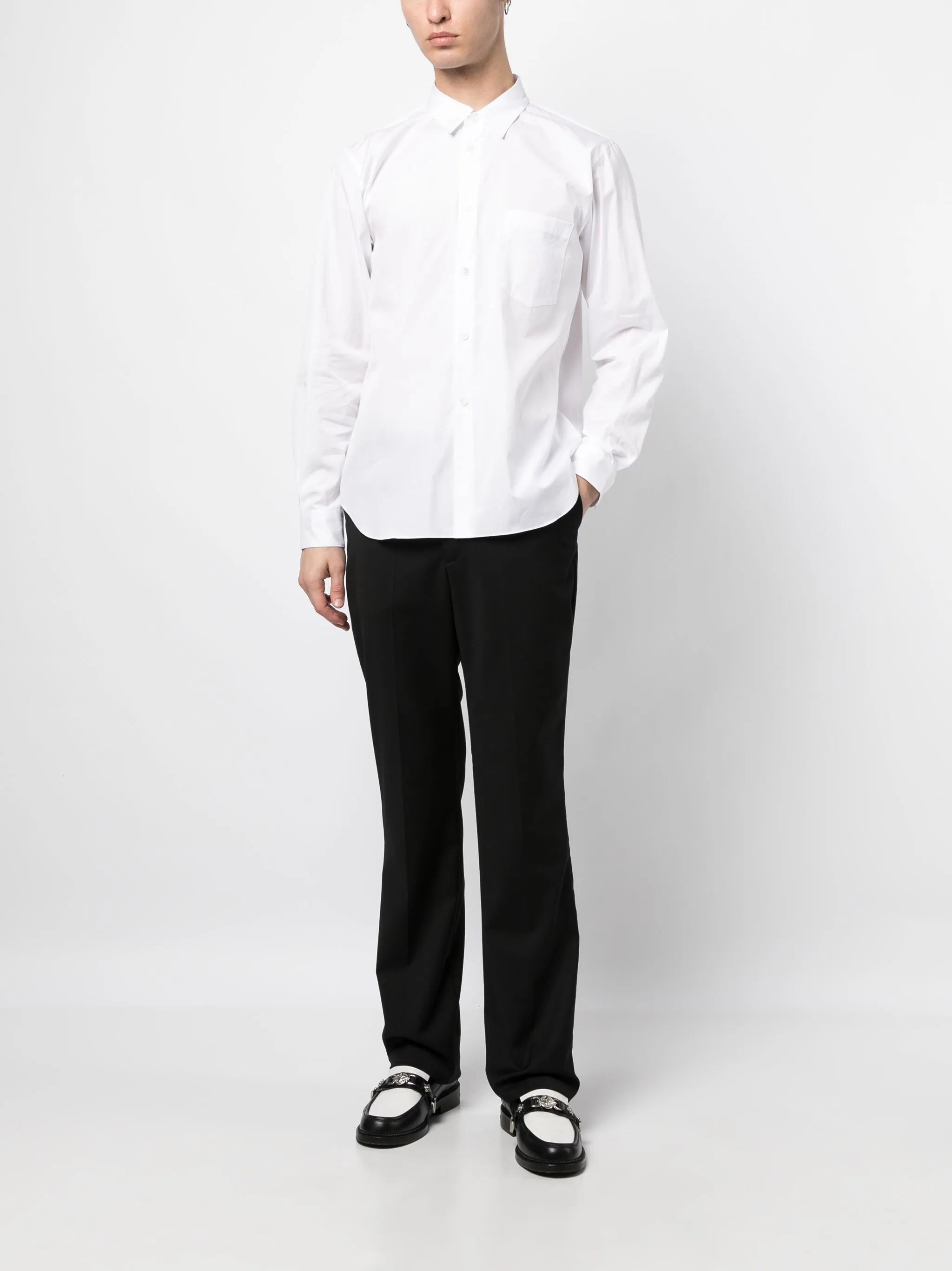 straight-point collar cotton shirt