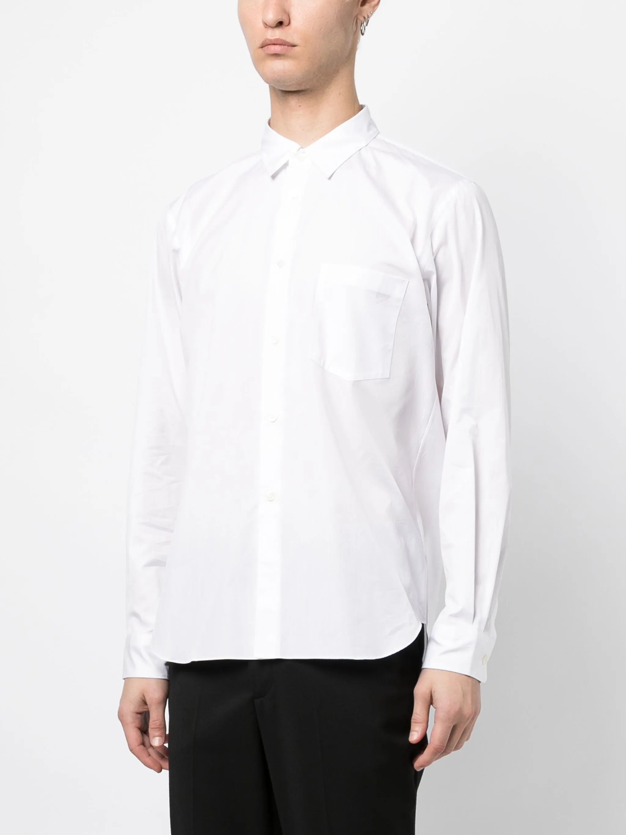 straight-point collar cotton shirt