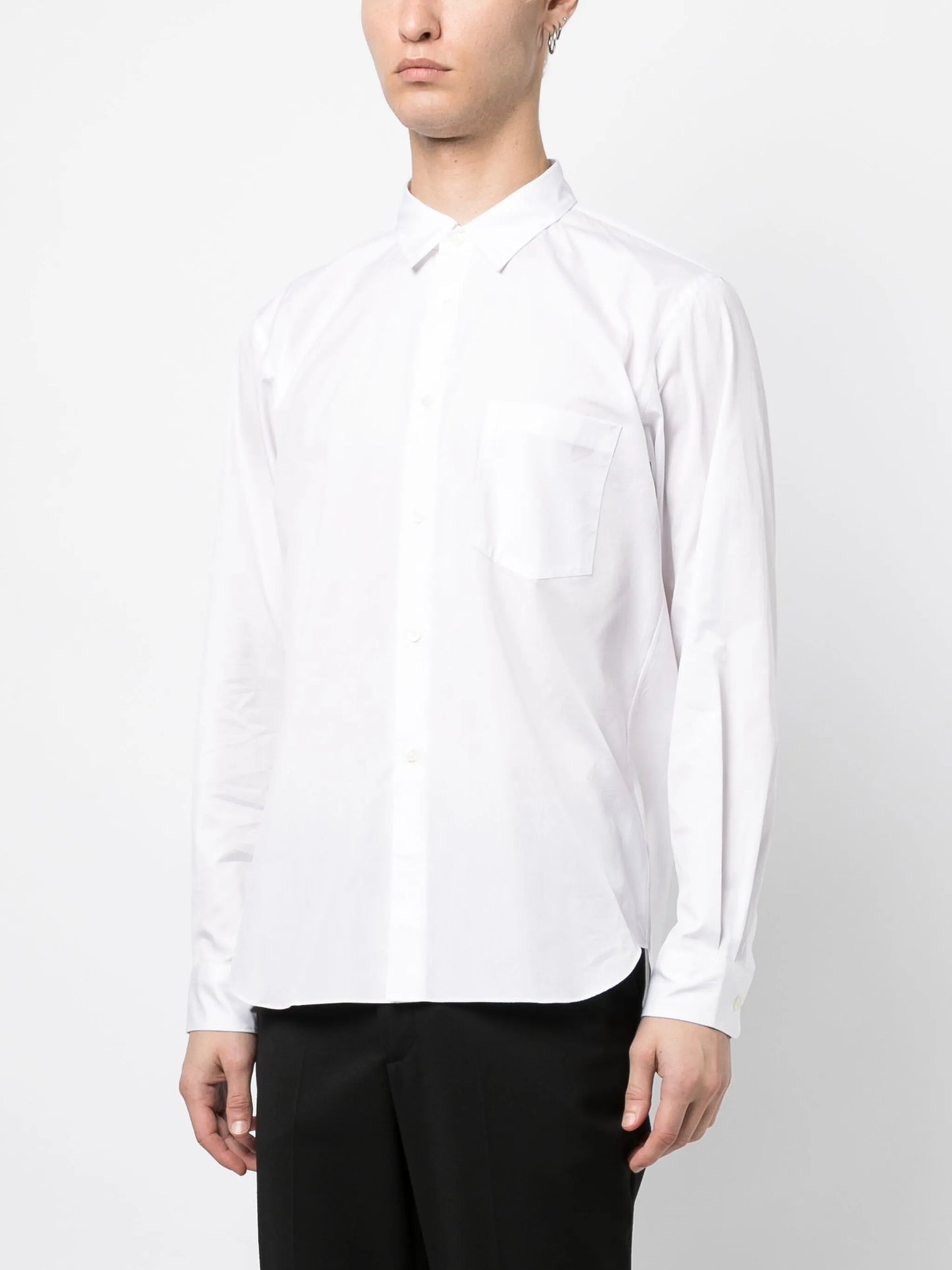 straight-point collar cotton shirt