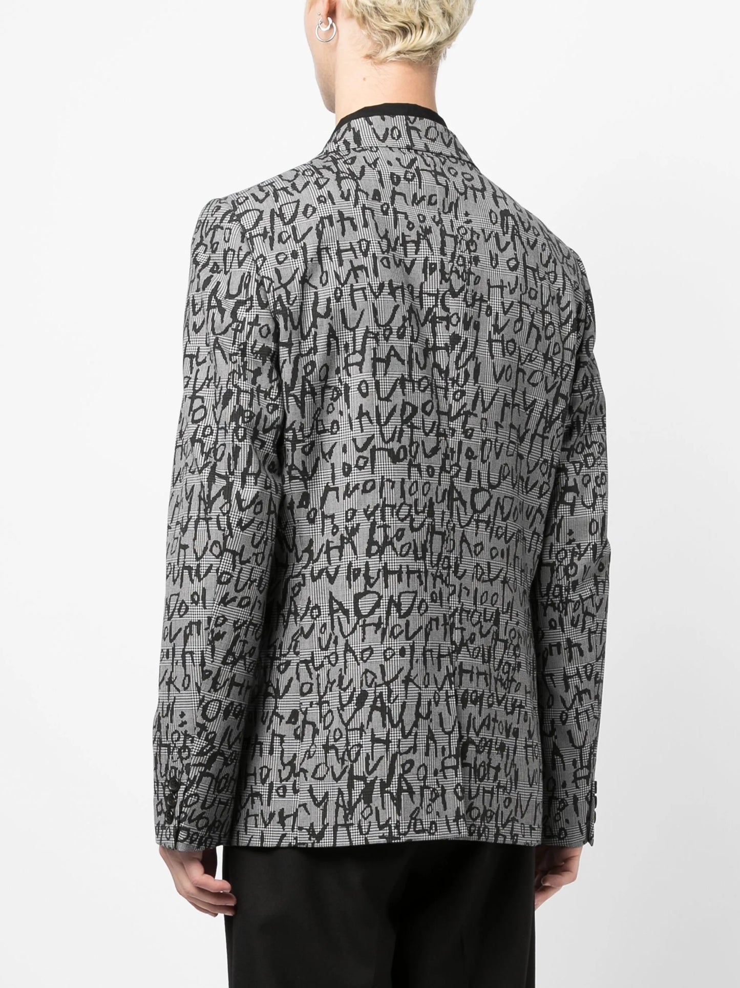 abstract-pattern print notched-lapels blazer