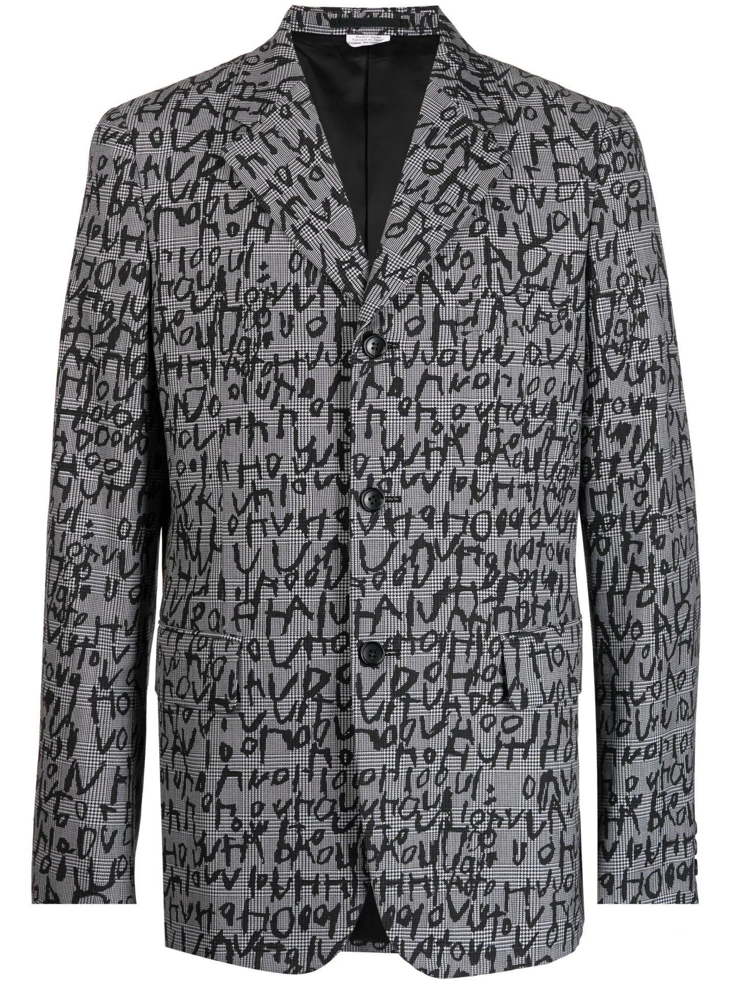 abstract-pattern print notched-lapels blazer