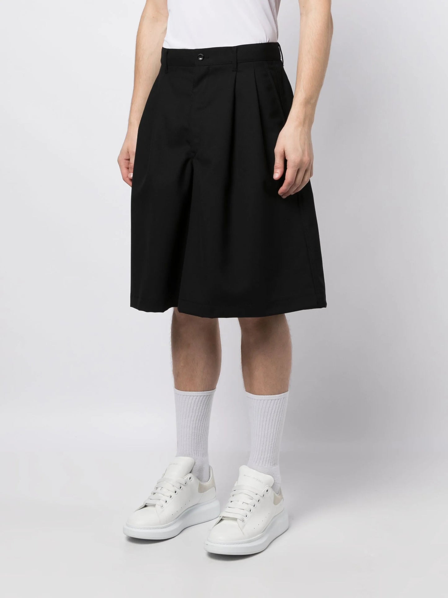 pleated wool bermuda shorts