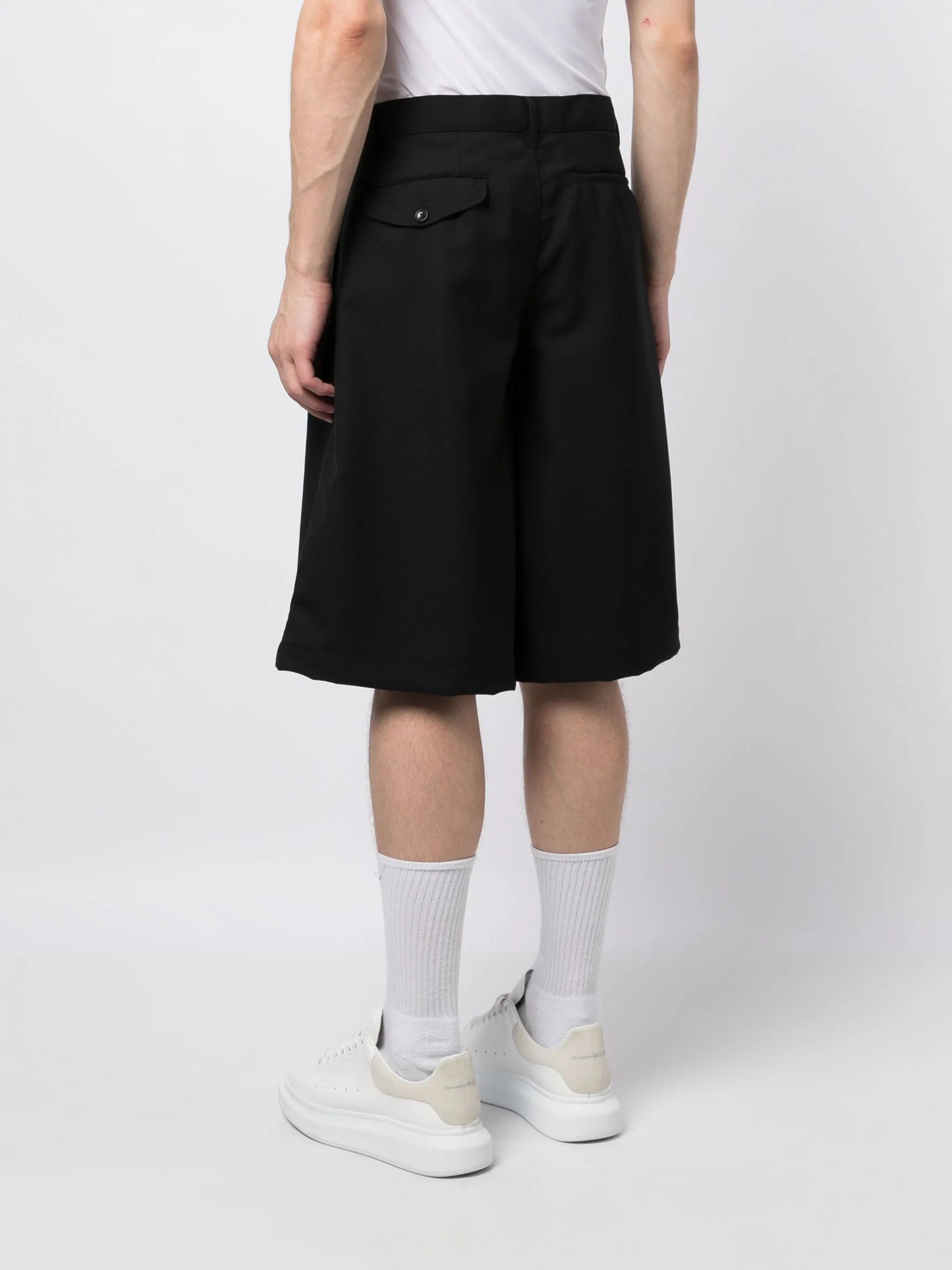 pleated wool bermuda shorts