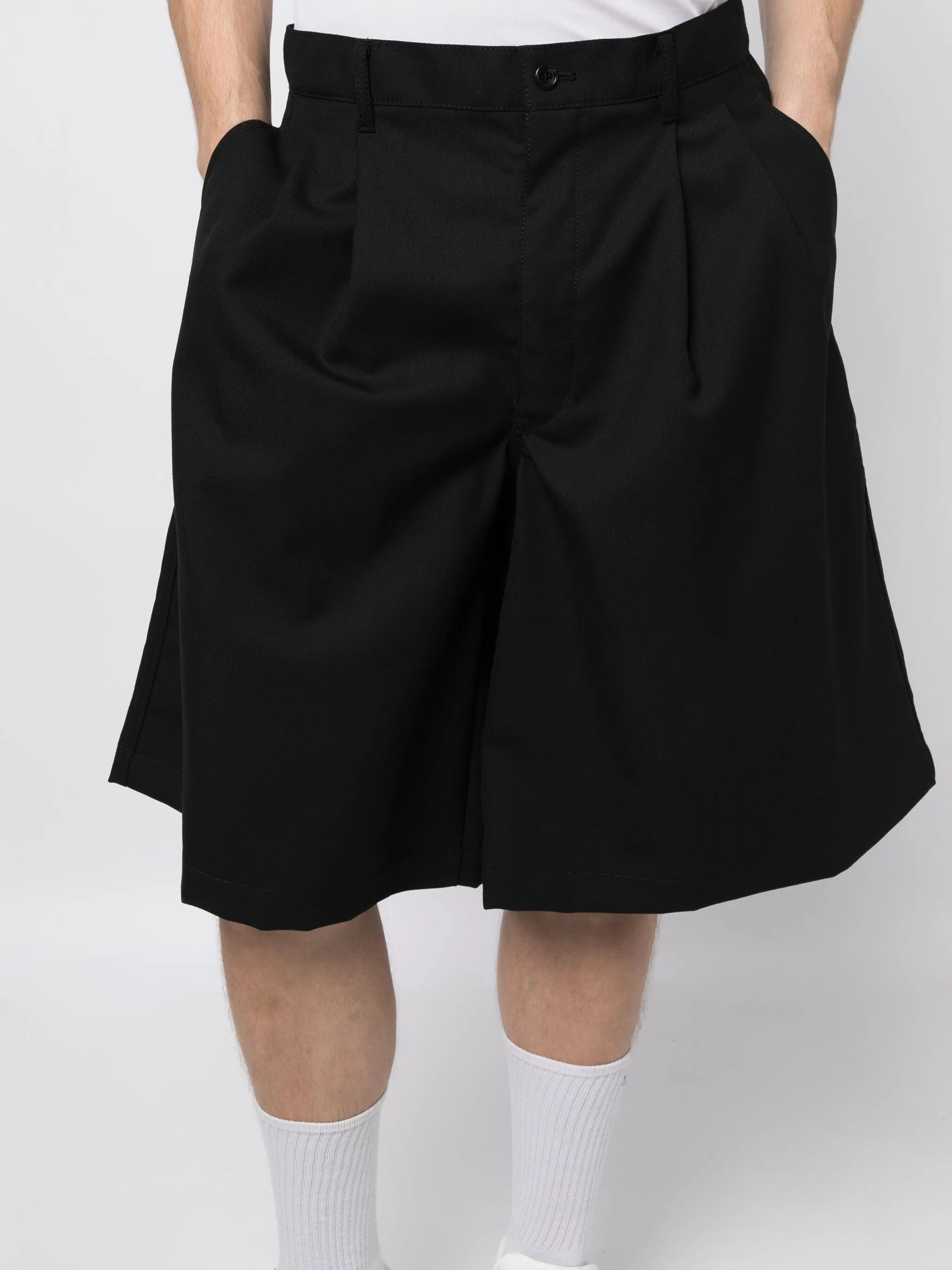 pleated wool bermuda shorts