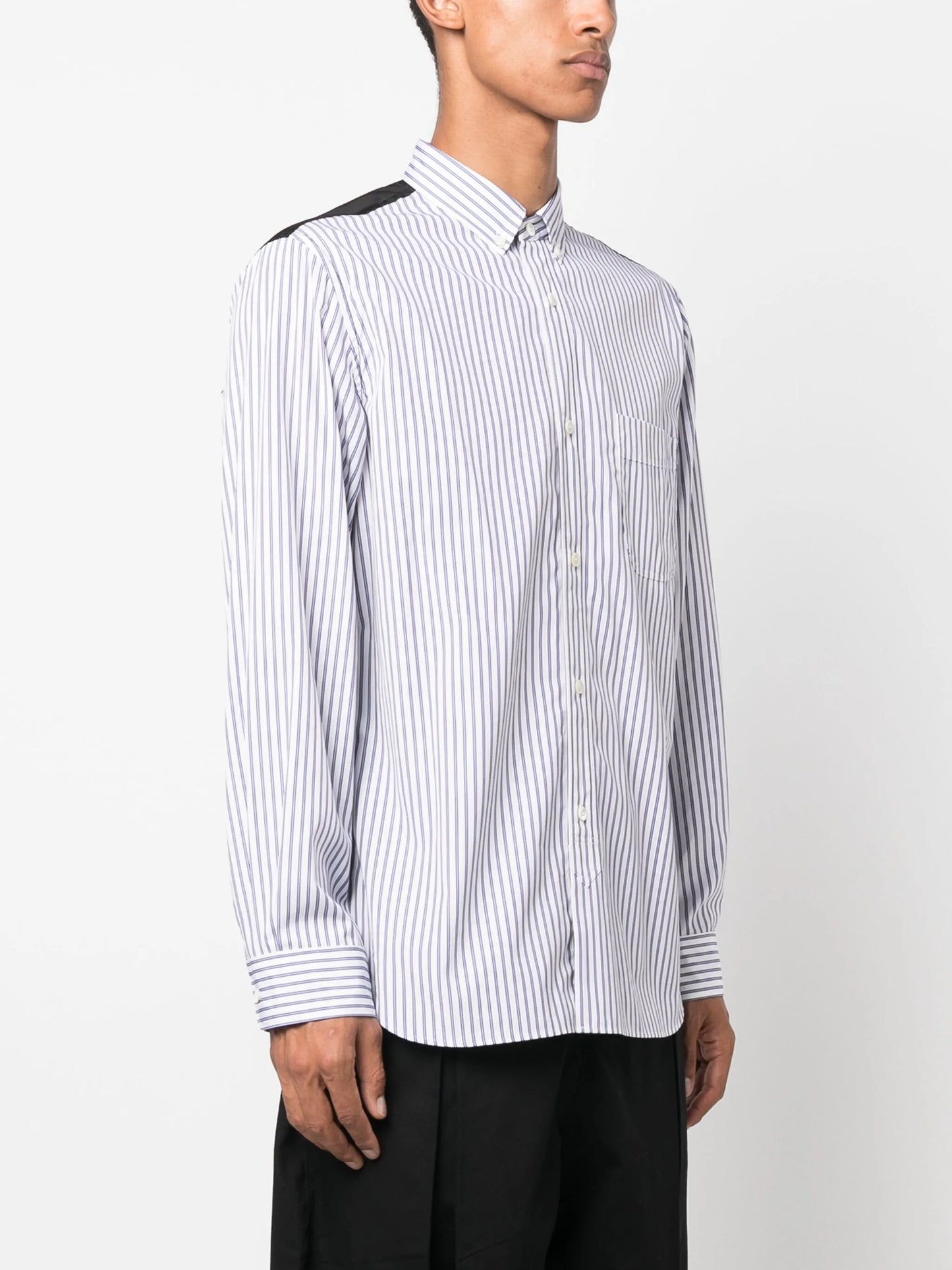 contrasting panel-detail striped shirt