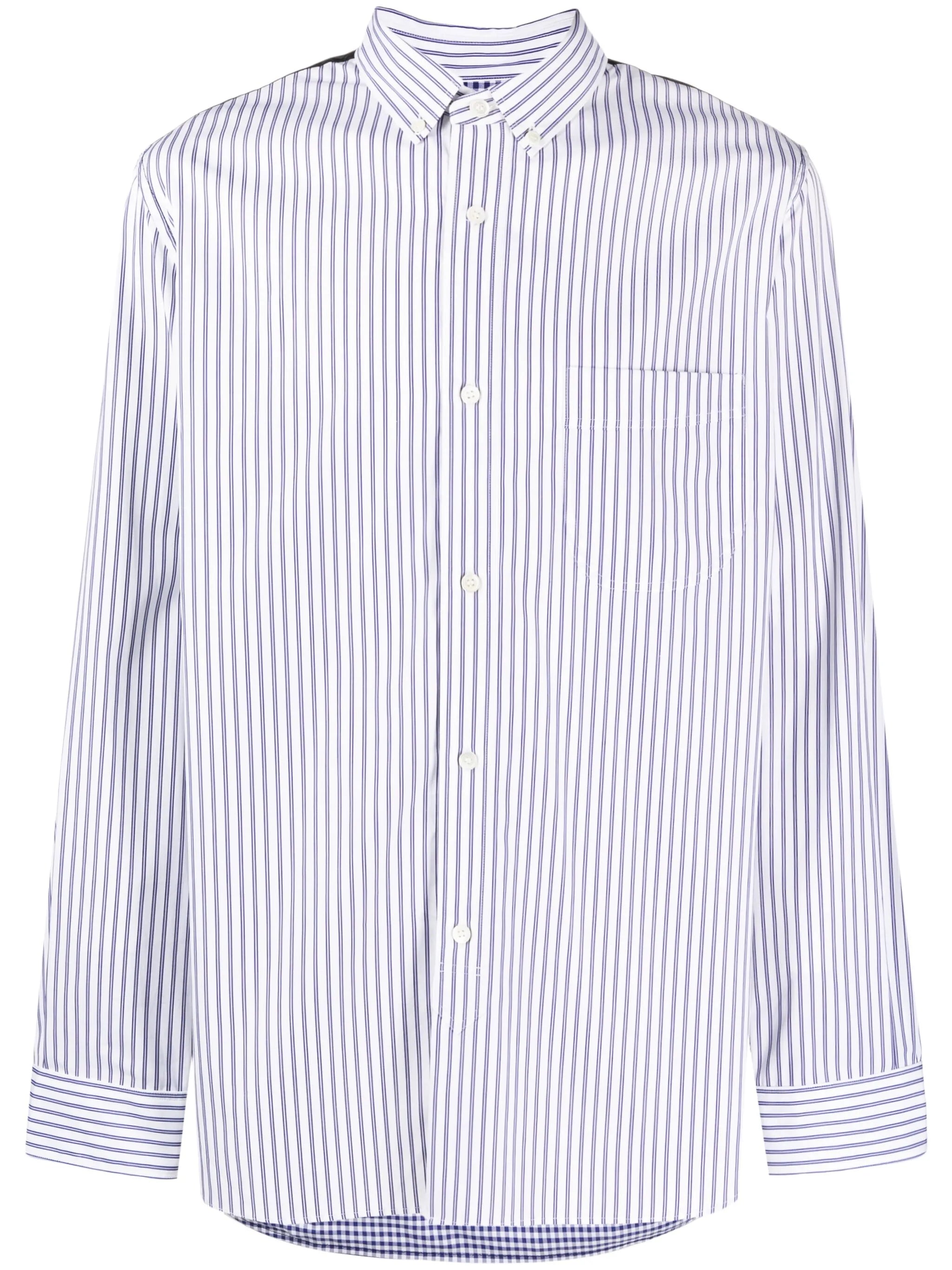 contrasting panel-detail striped shirt