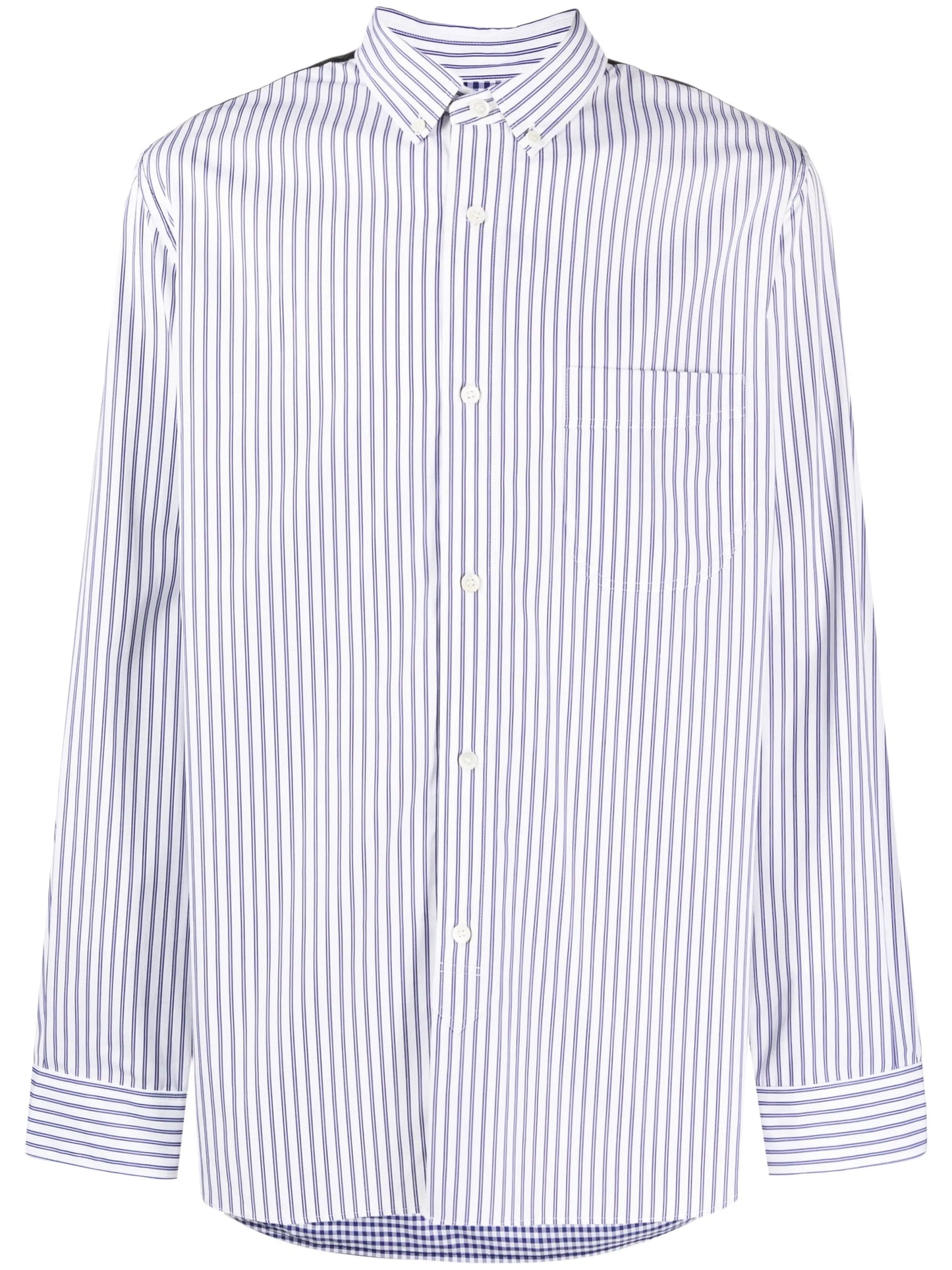 contrasting panel-detail striped shirt