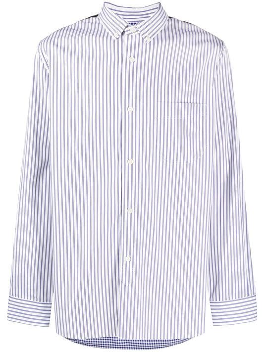 contrasting panel-detail striped shirt