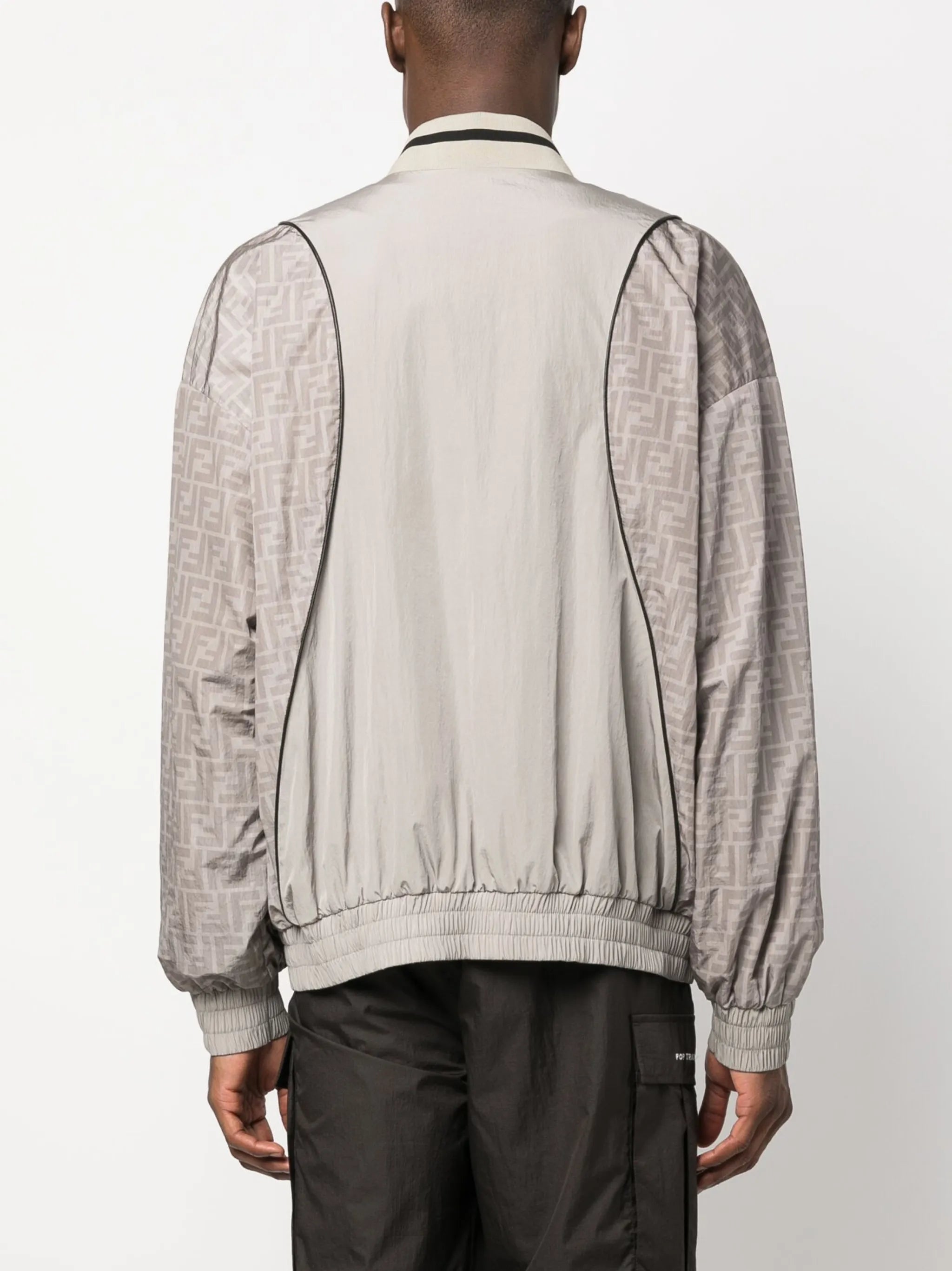 monogram-print panelled bomber jacket