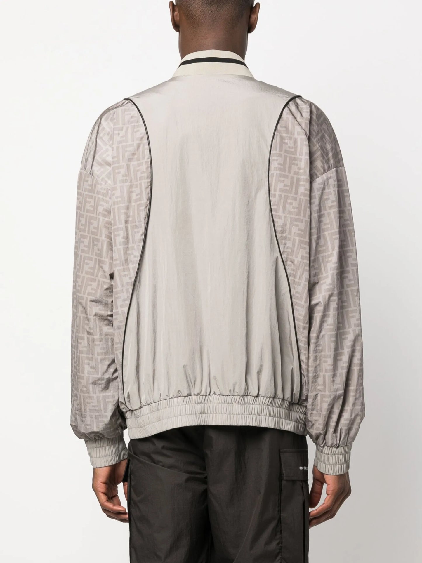 monogram-print panelled bomber jacket
