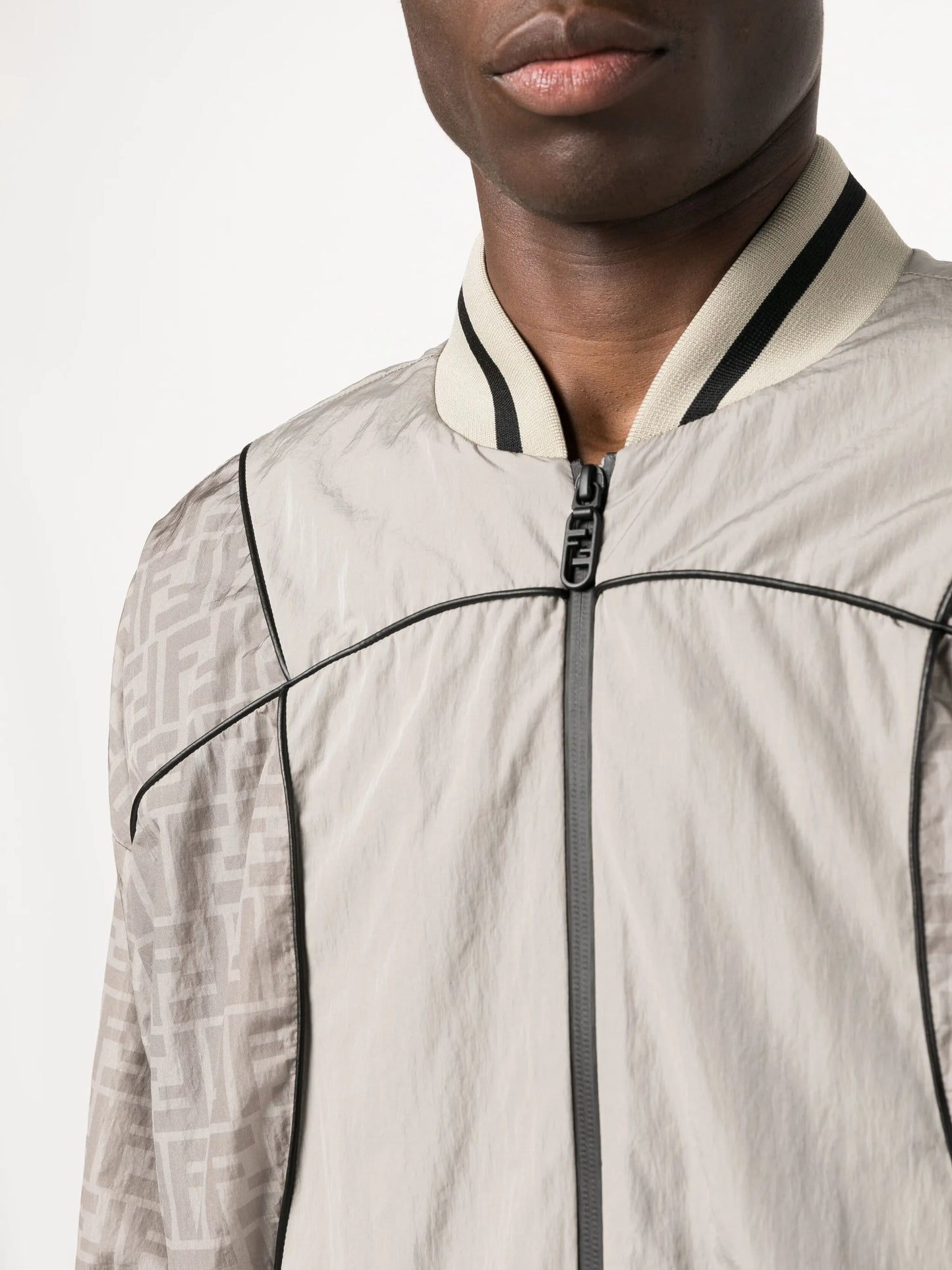 monogram-print panelled bomber jacket