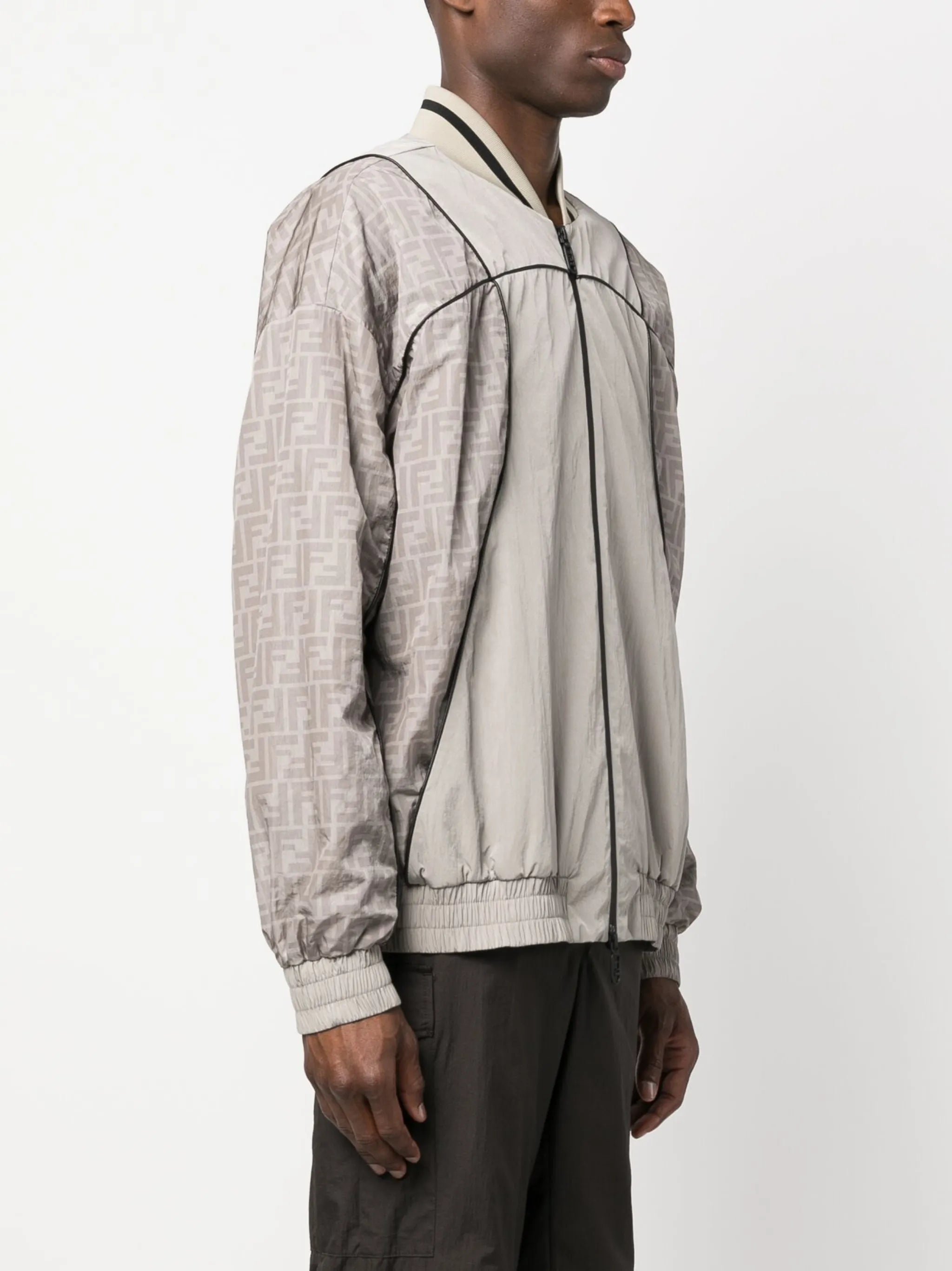 monogram-print panelled bomber jacket