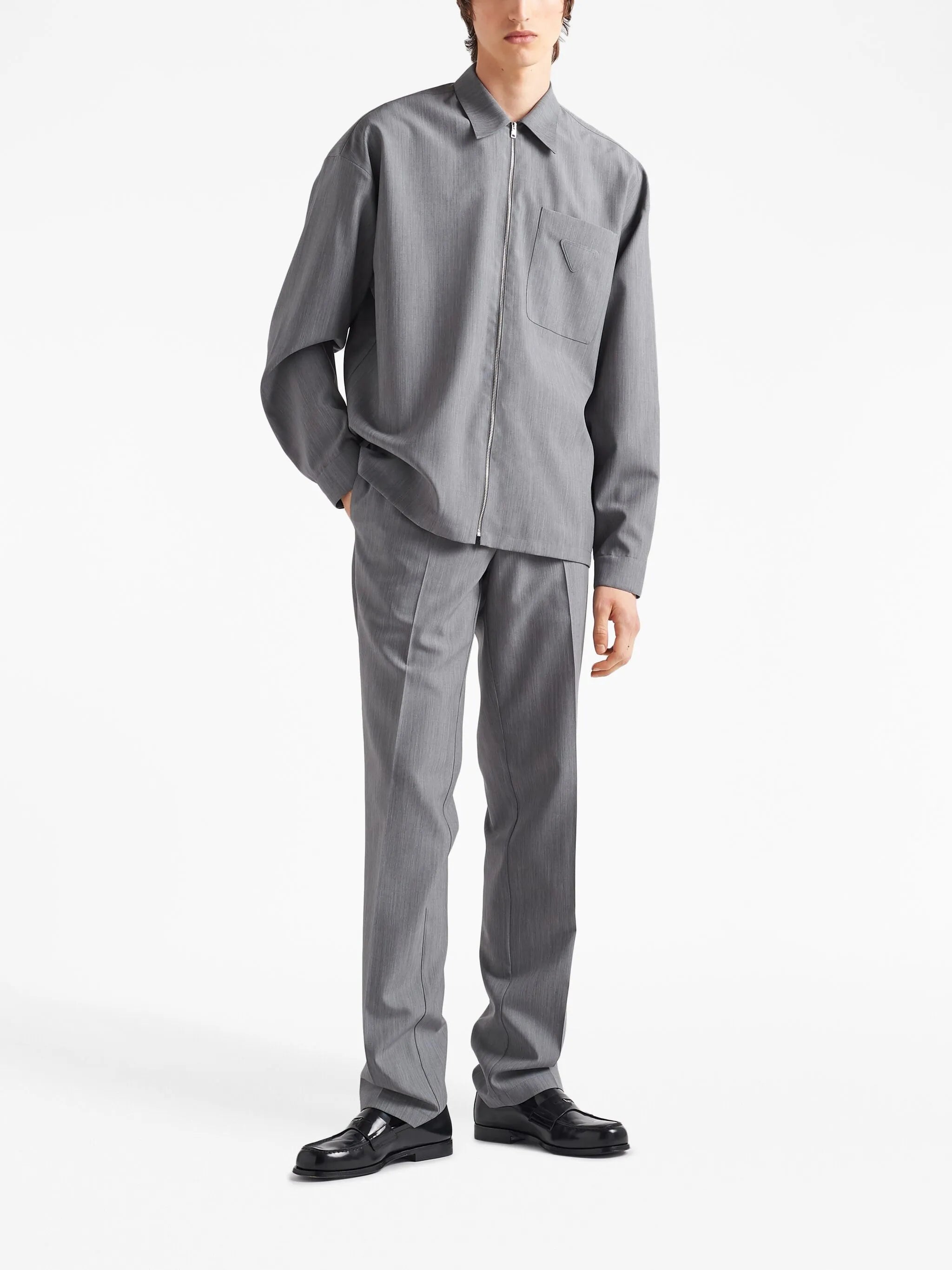 triangle-logo zip-up shirt