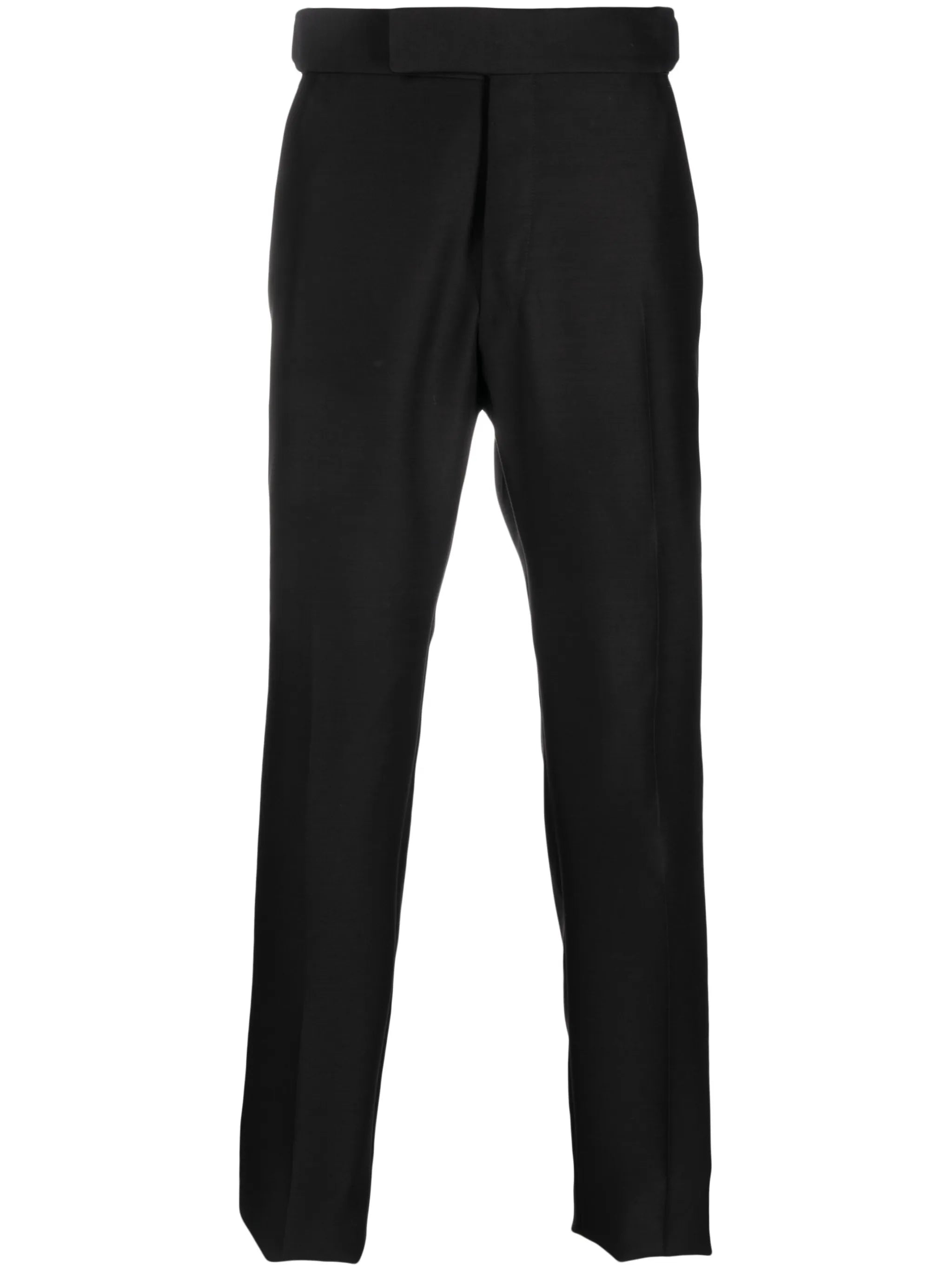 pressed-crease wool-silk blend tailored trousers