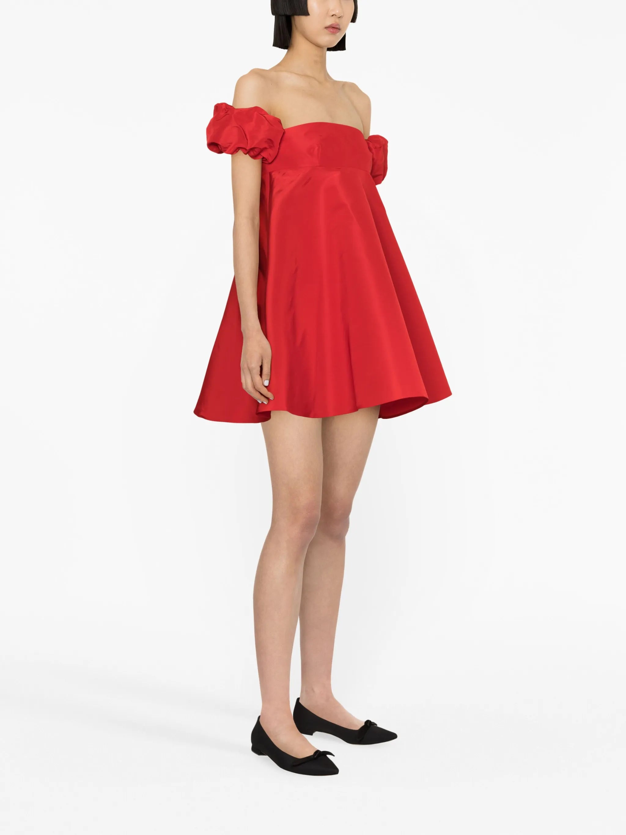 silk off-shoulder minidress