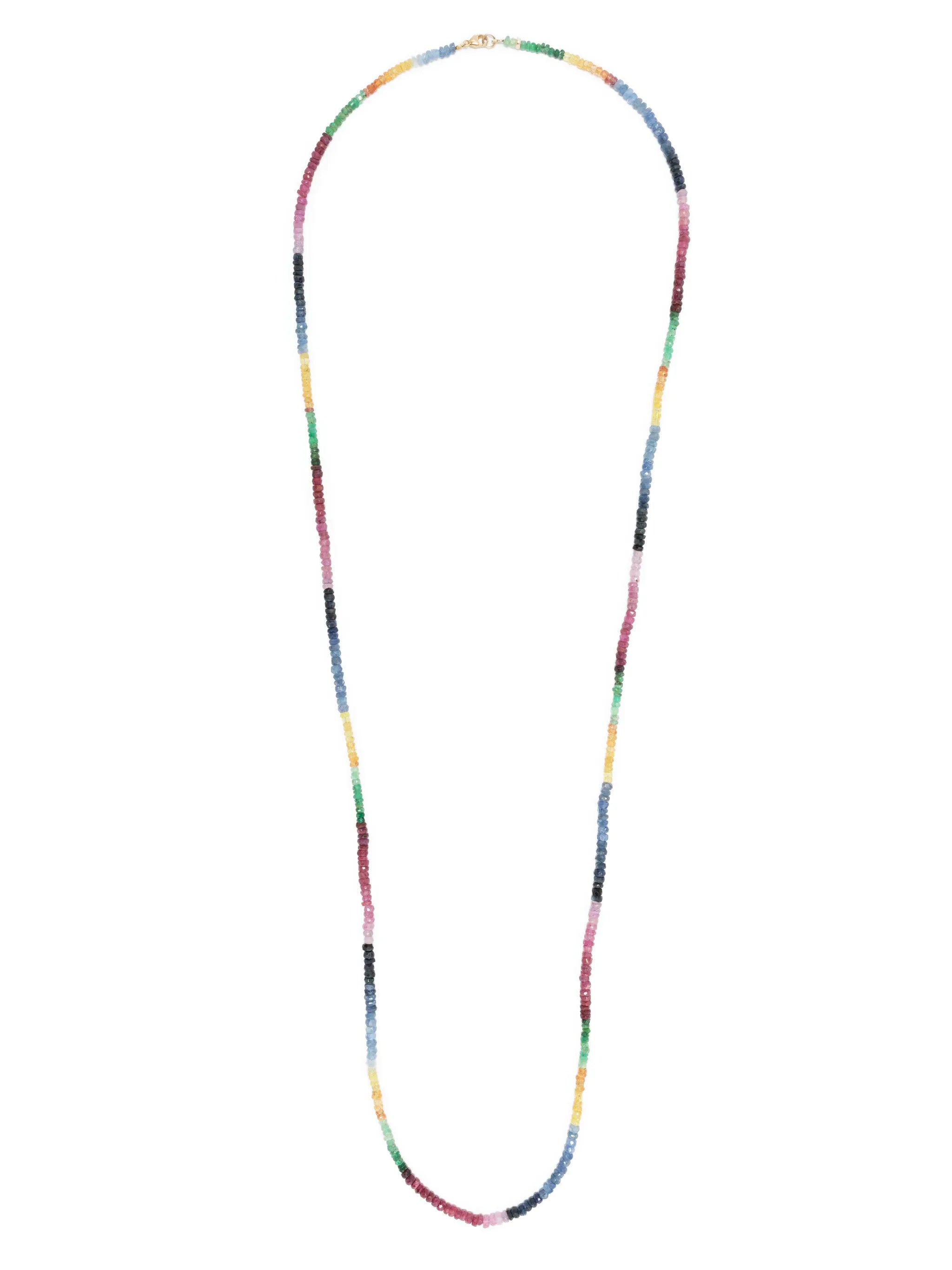 14kt yellow gold Arizona sapphire long beaded necklace