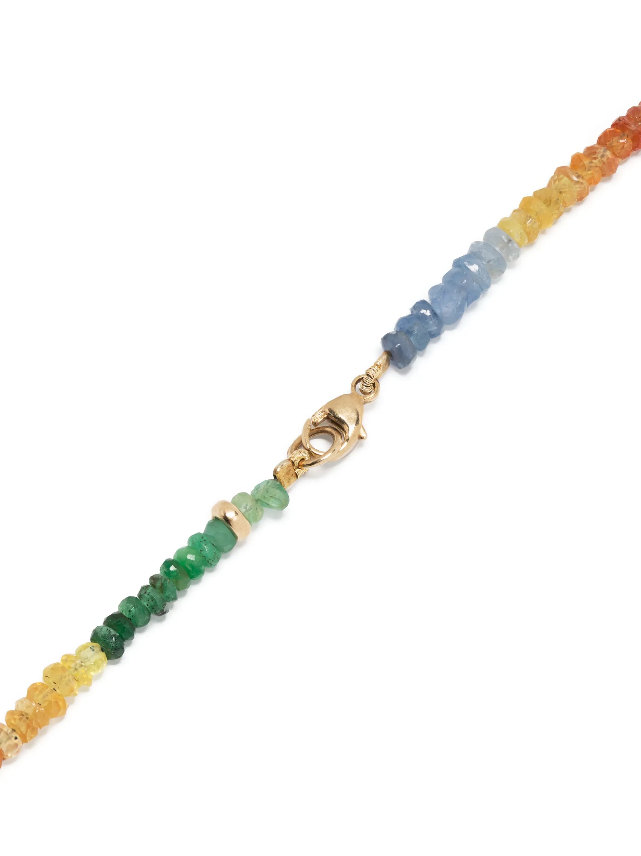 14kt yellow gold Arizona sapphire long beaded necklace