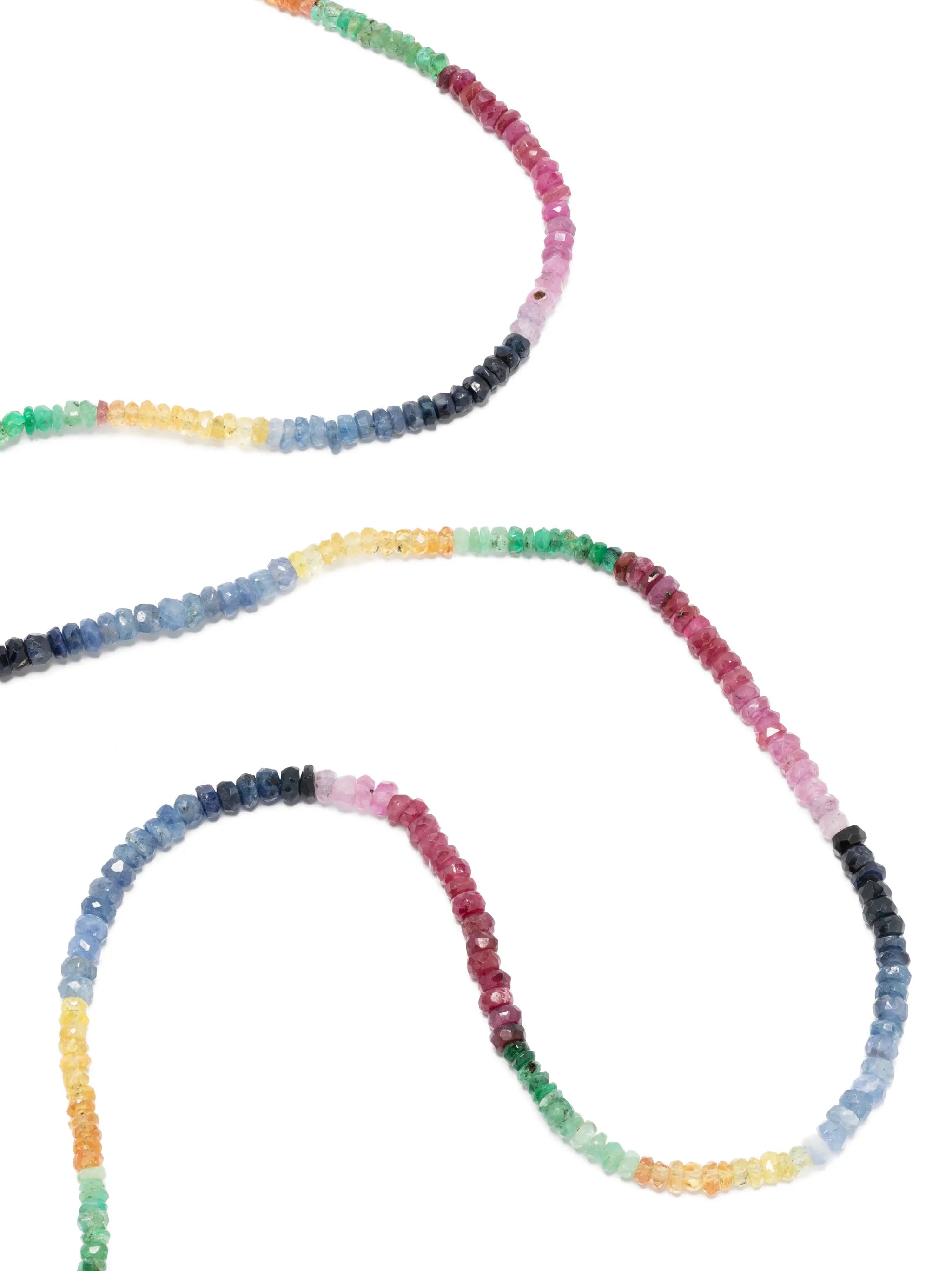 14kt yellow gold Arizona sapphire long beaded necklace