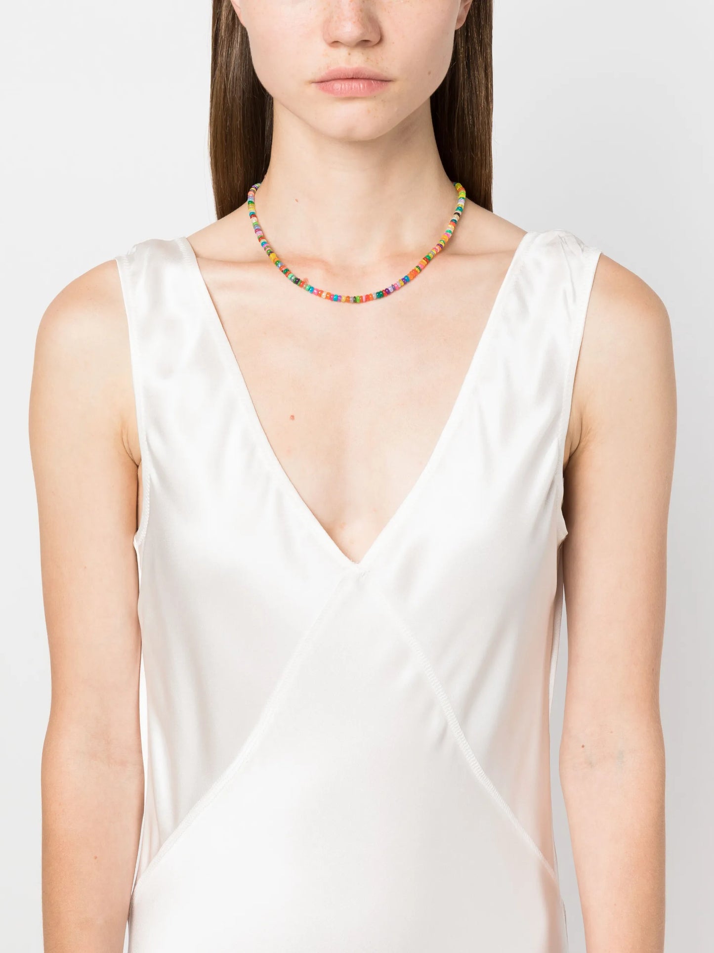 14kt yellow gold opal beaded necklace
