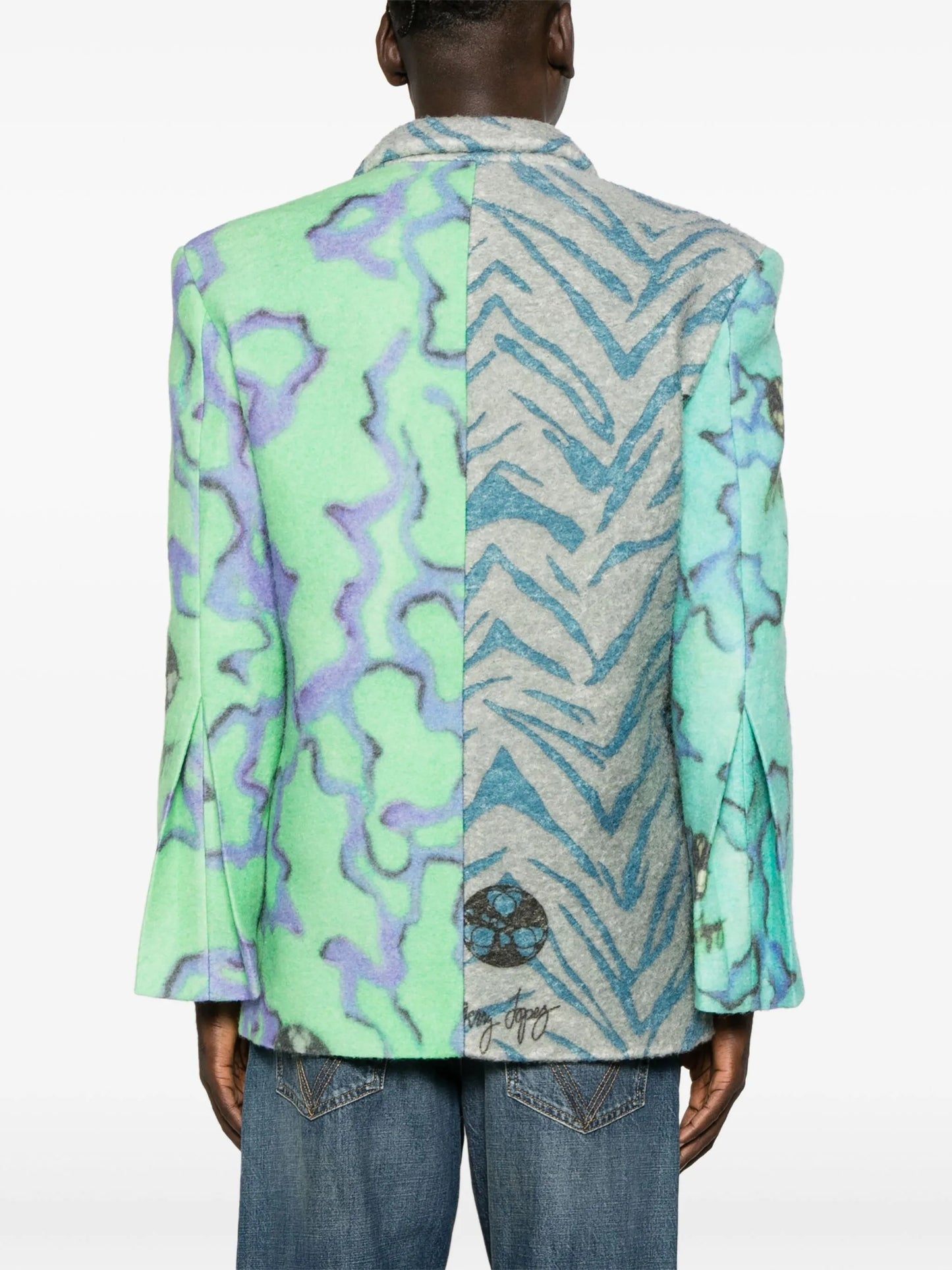 zebra-print double-breasted blazer