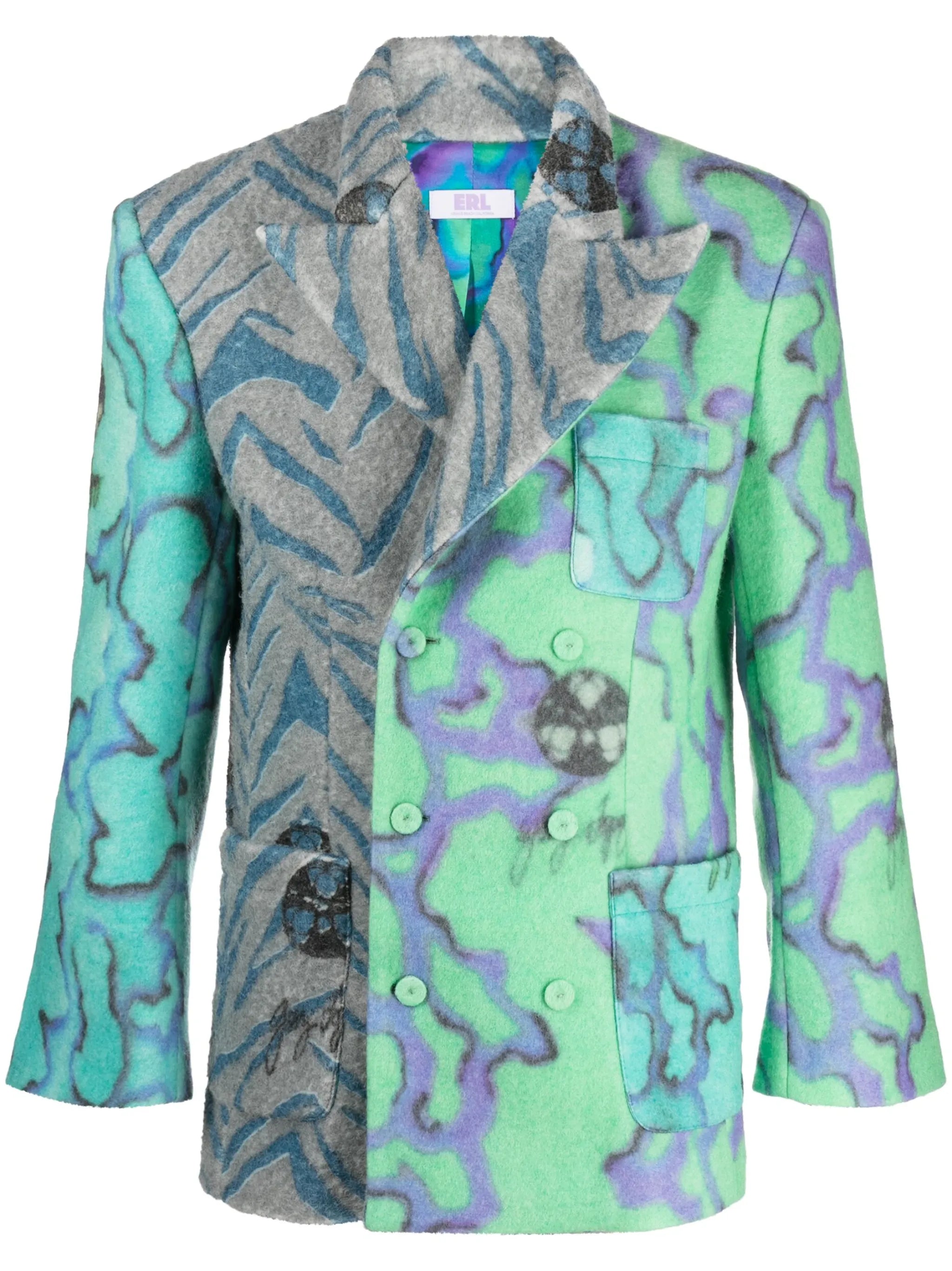 zebra-print double-breasted blazer