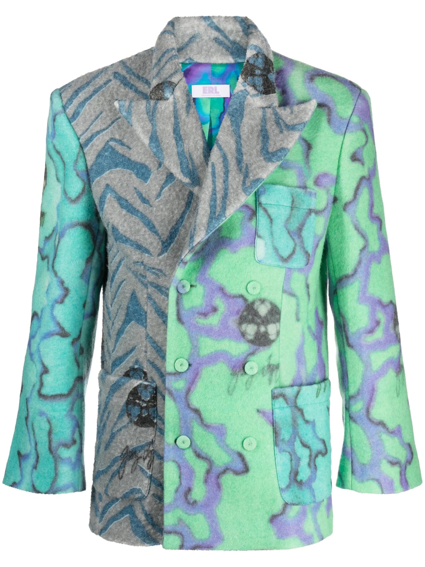 zebra-print double-breasted blazer