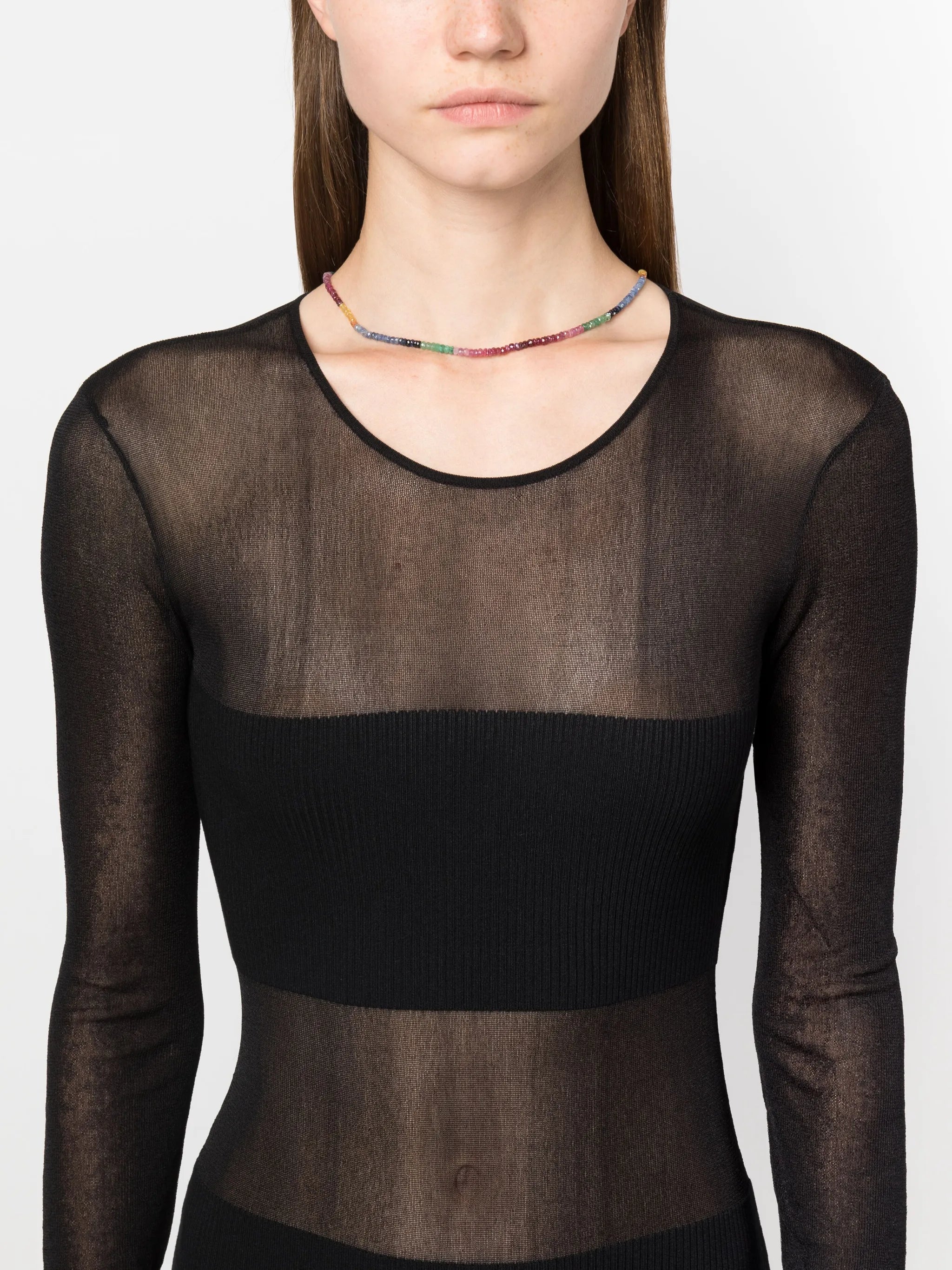 14kt yellow gold Arizona sapphire beaded necklace