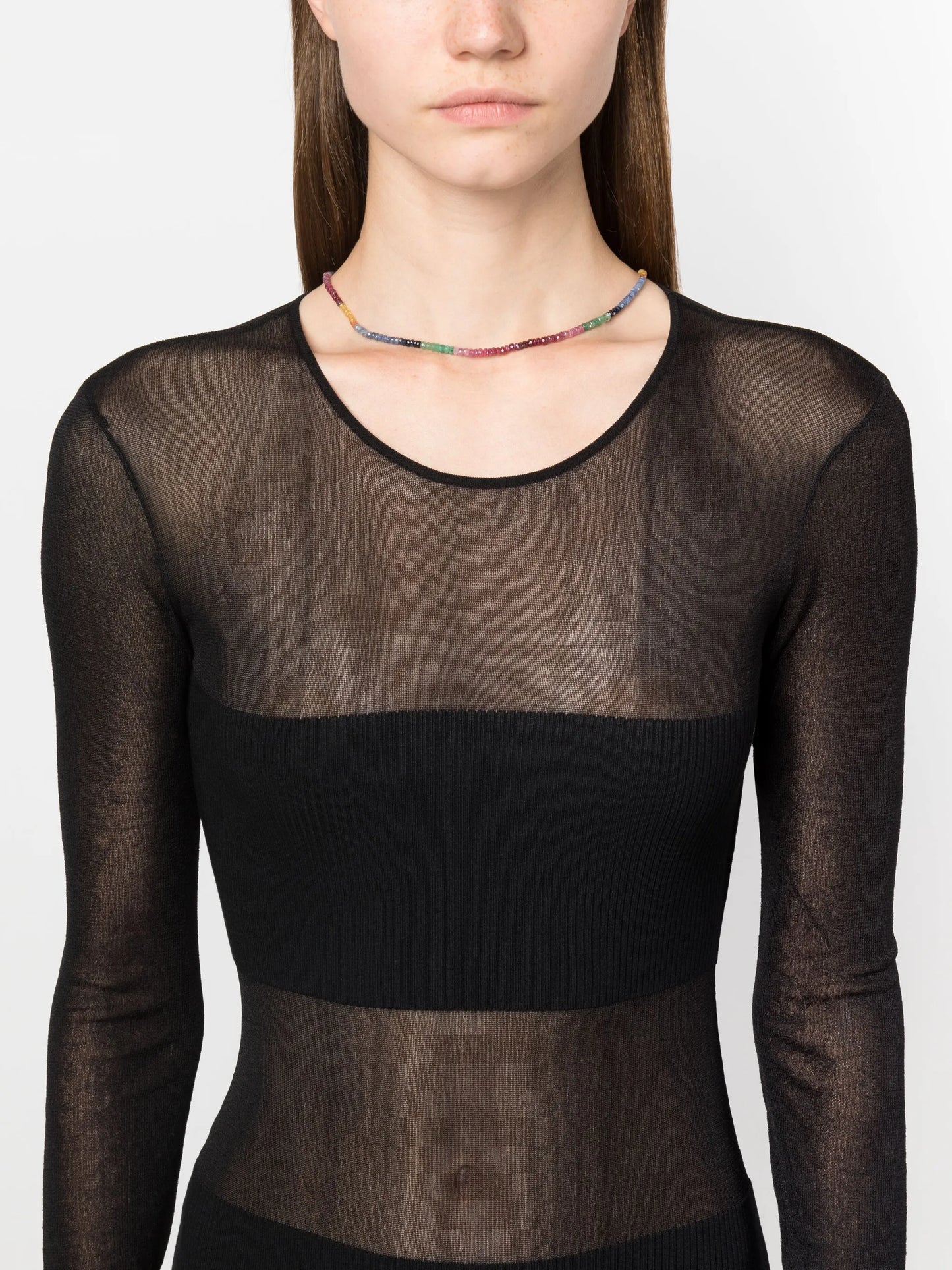 14kt yellow gold Arizona sapphire beaded necklace