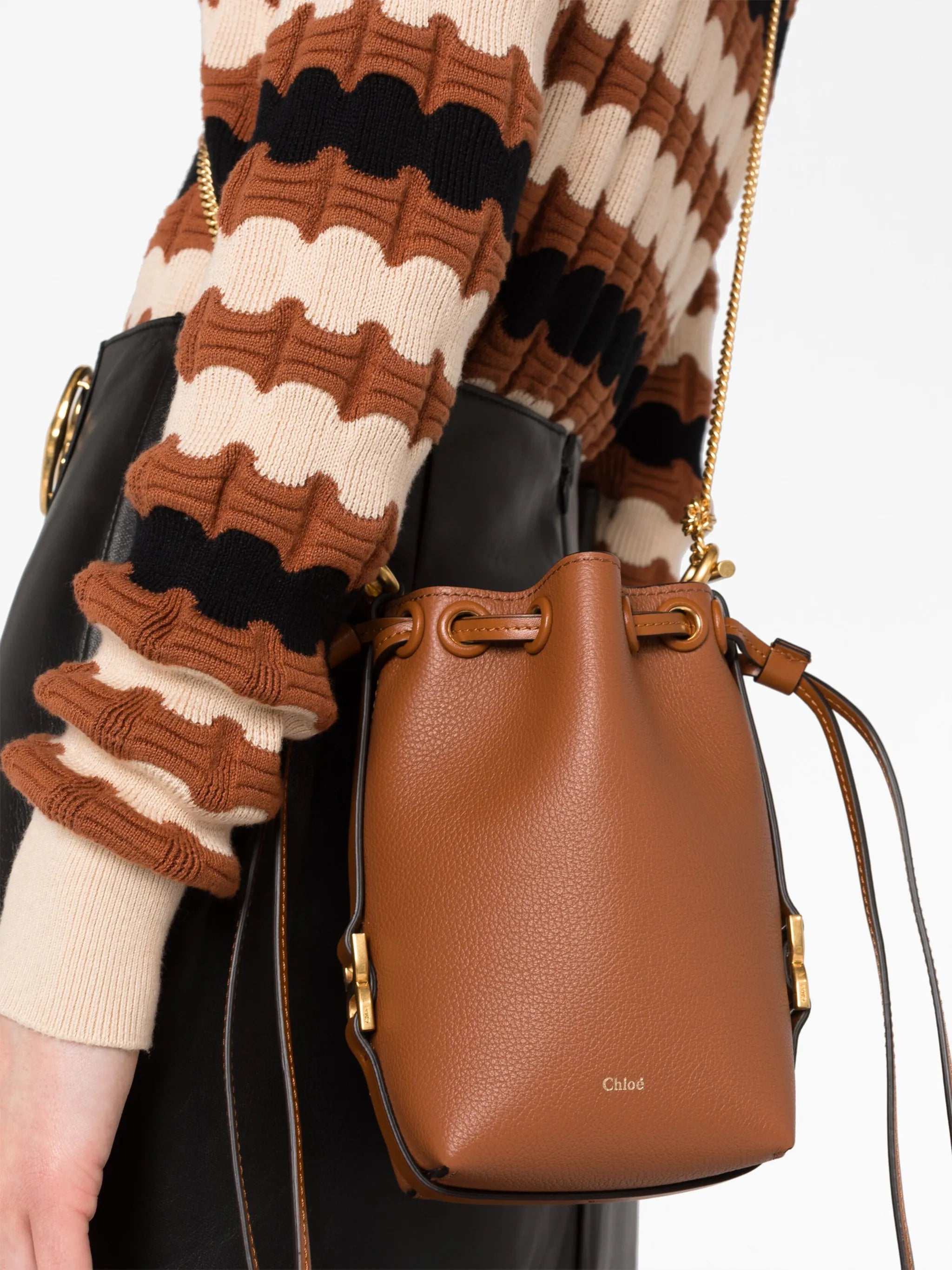 micro Marcie leather bucket bag