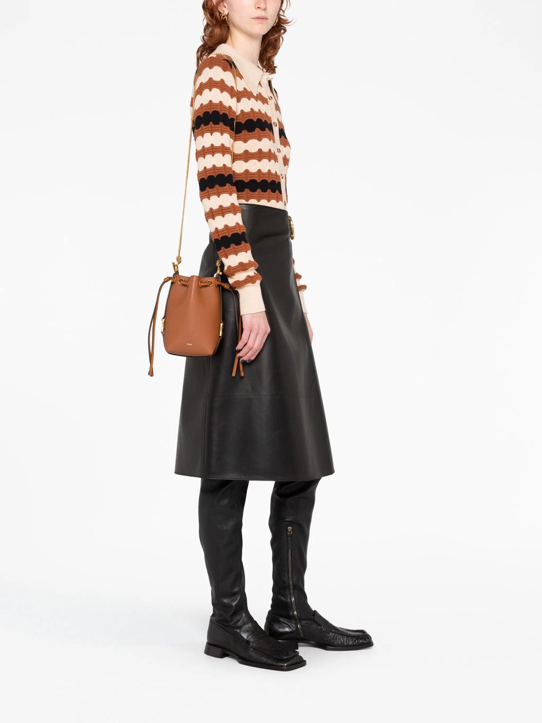micro Marcie leather bucket bag