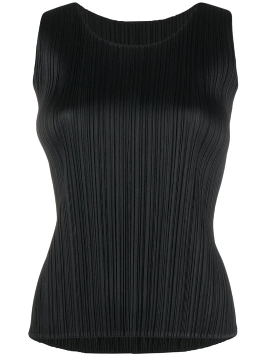 plissé scoop-neck vest