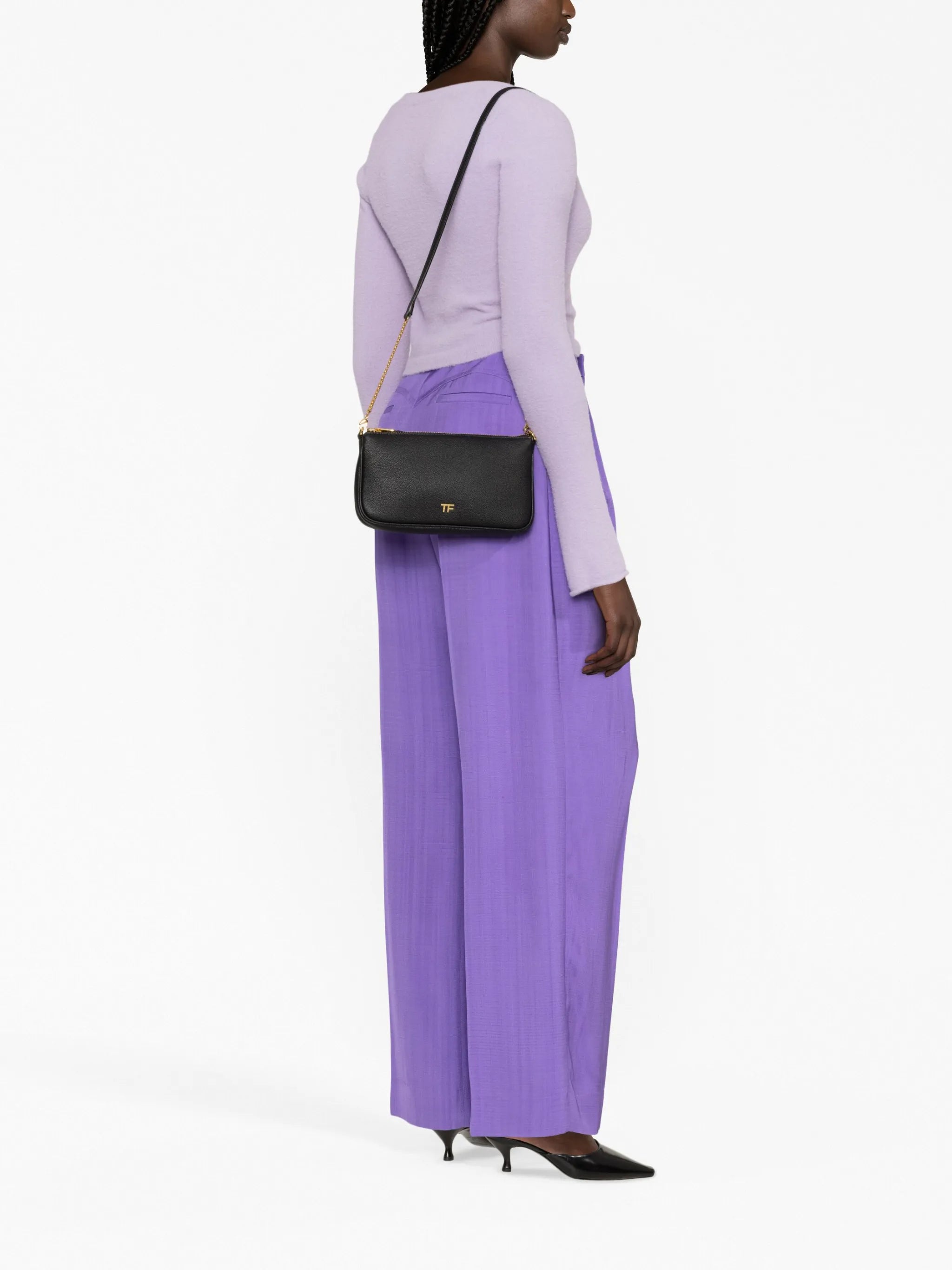 logo-plaque leather cross body bag