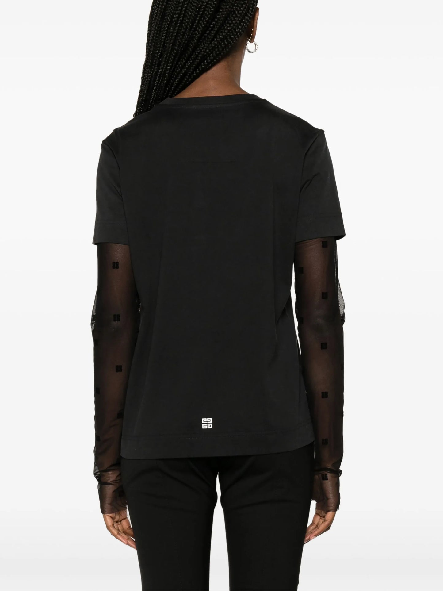 4G-motif mesh-sleeves T-shirt