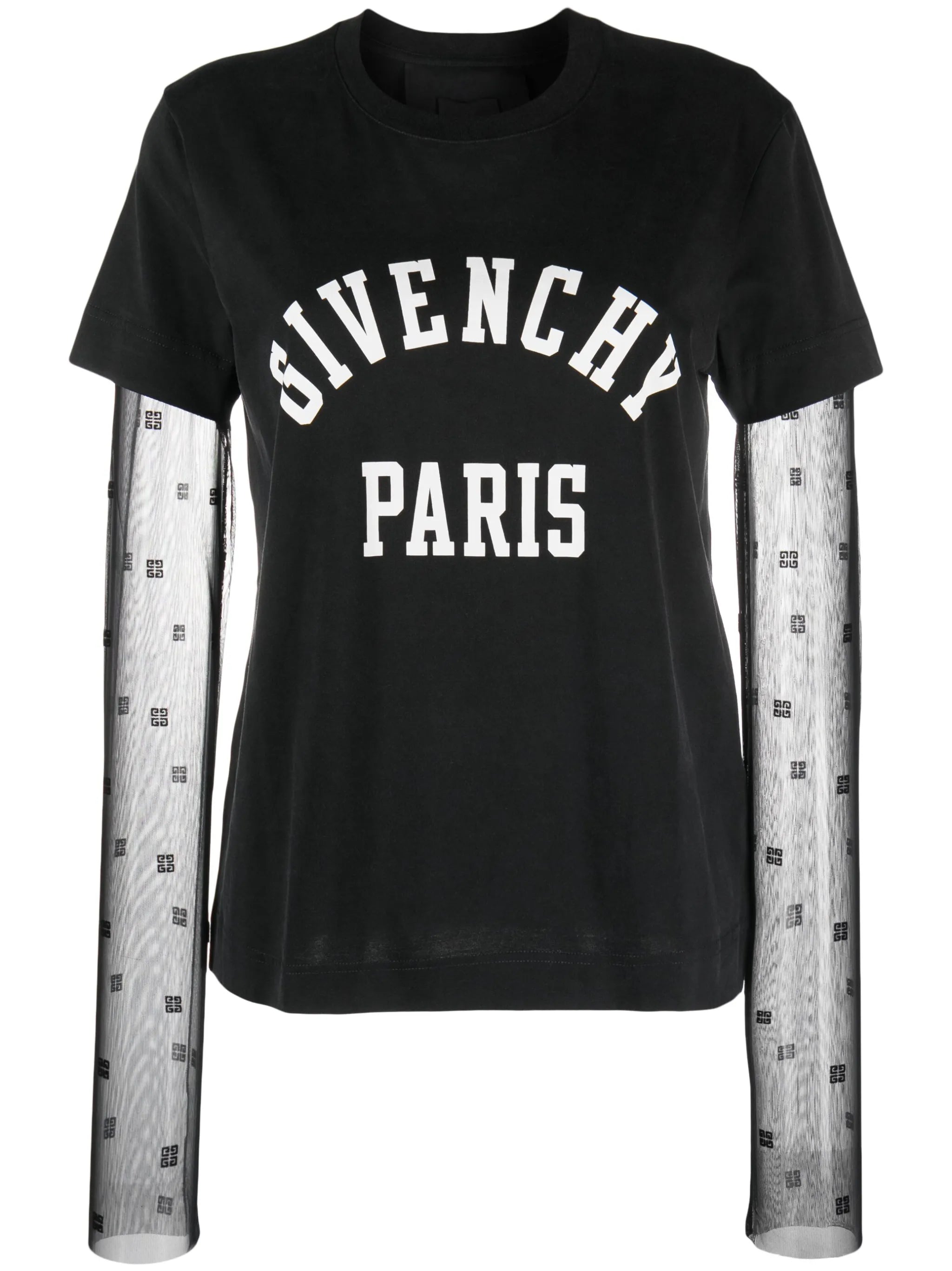 4G-motif mesh-sleeves T-shirt