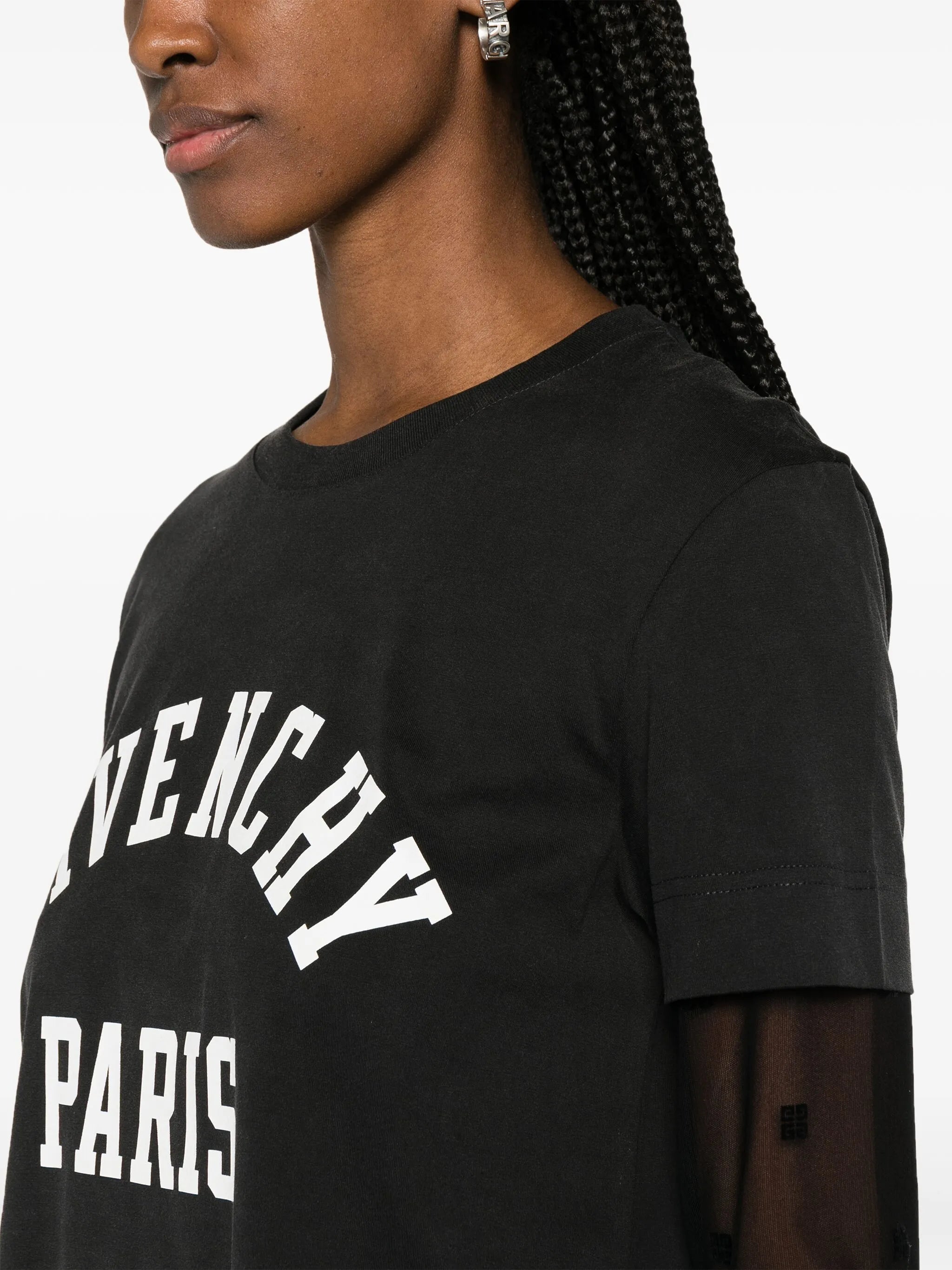 4G-motif mesh-sleeves T-shirt