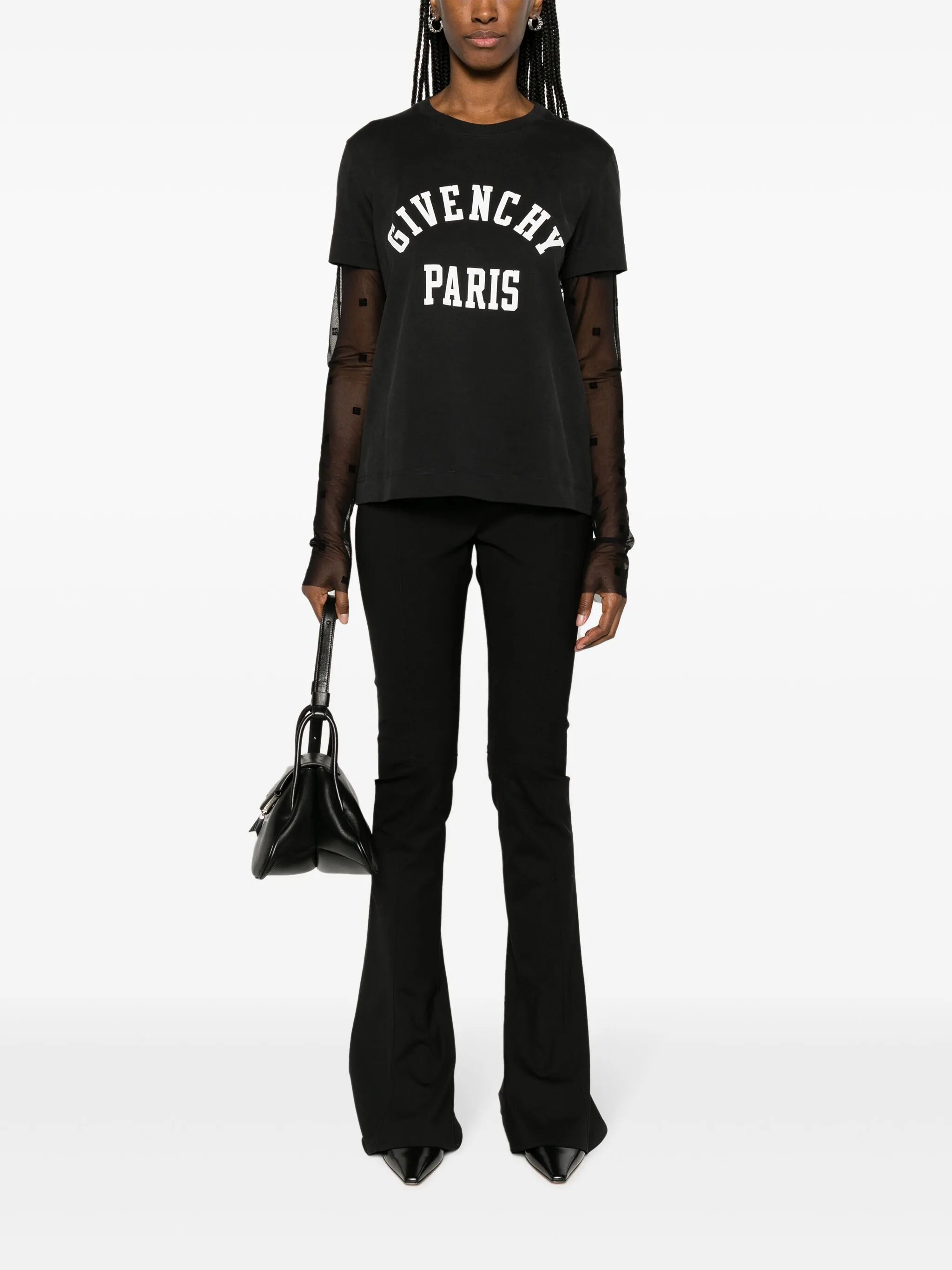 4G-motif mesh-sleeves T-shirt