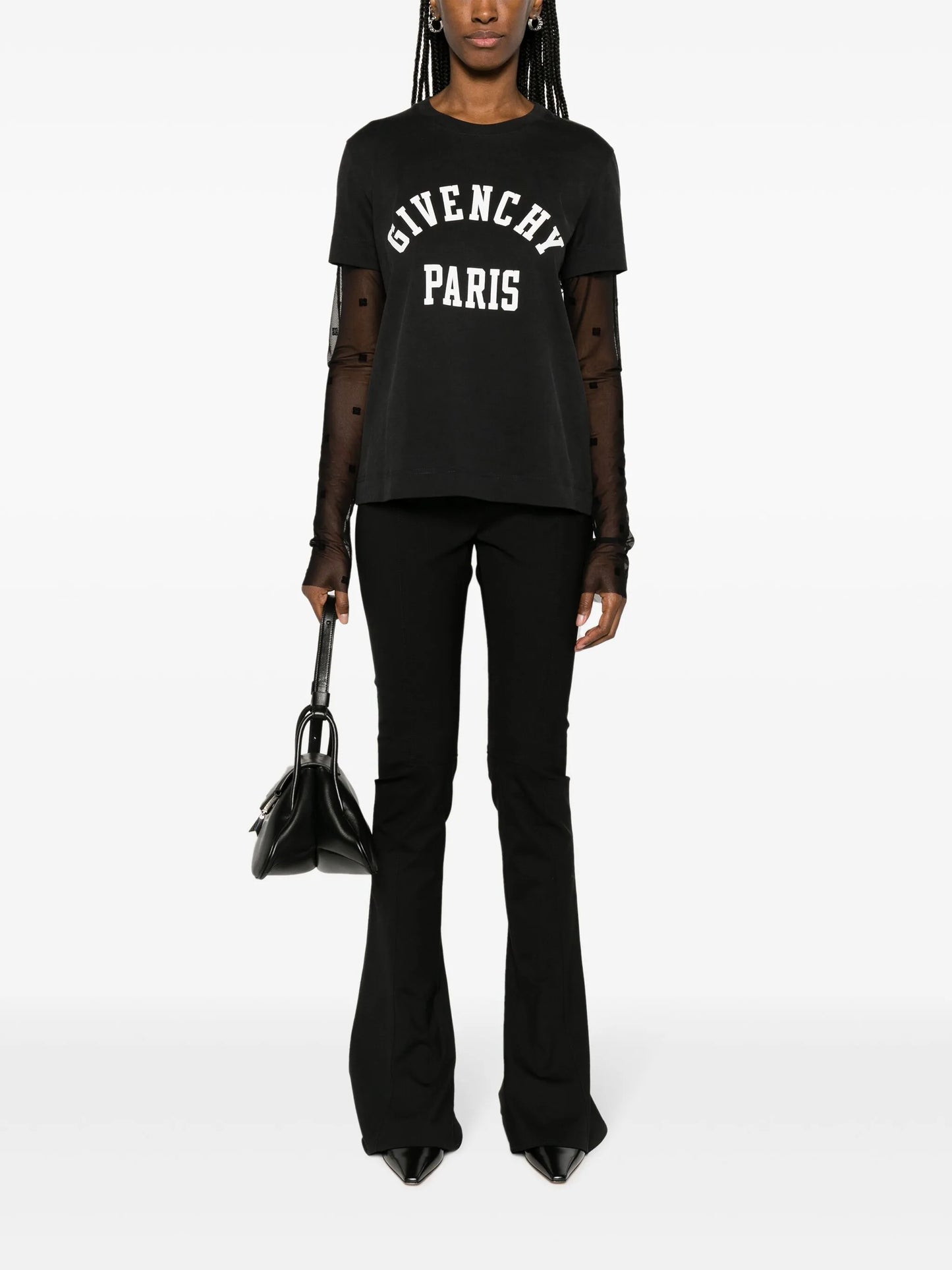 4G-motif mesh-sleeves T-shirt