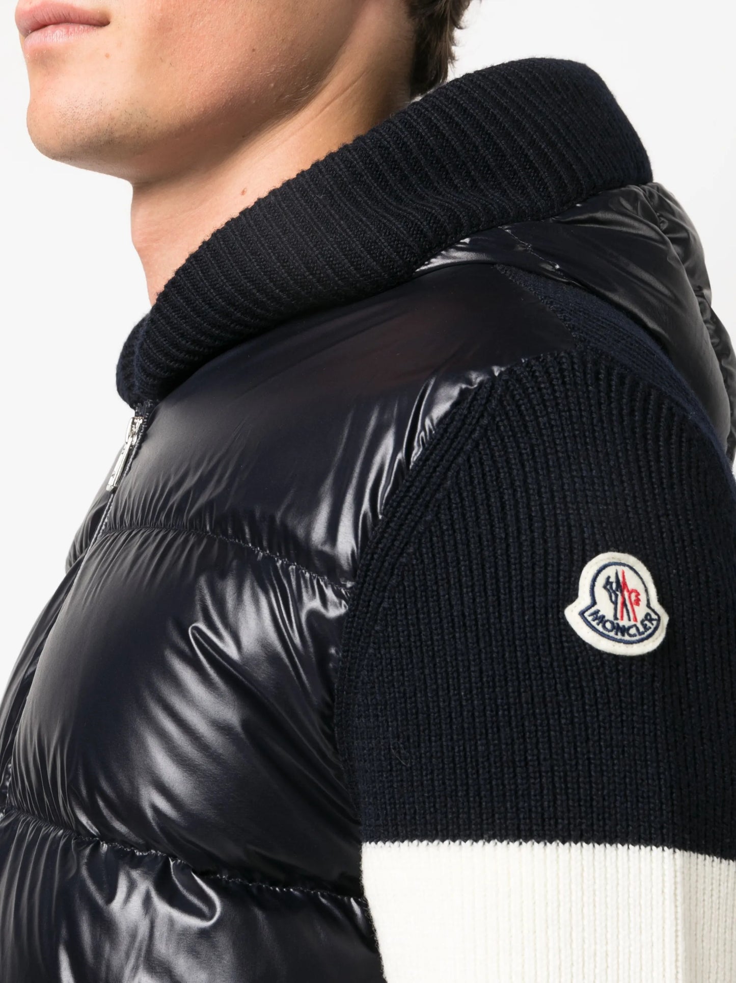 stripe-detail panelled padded jacket