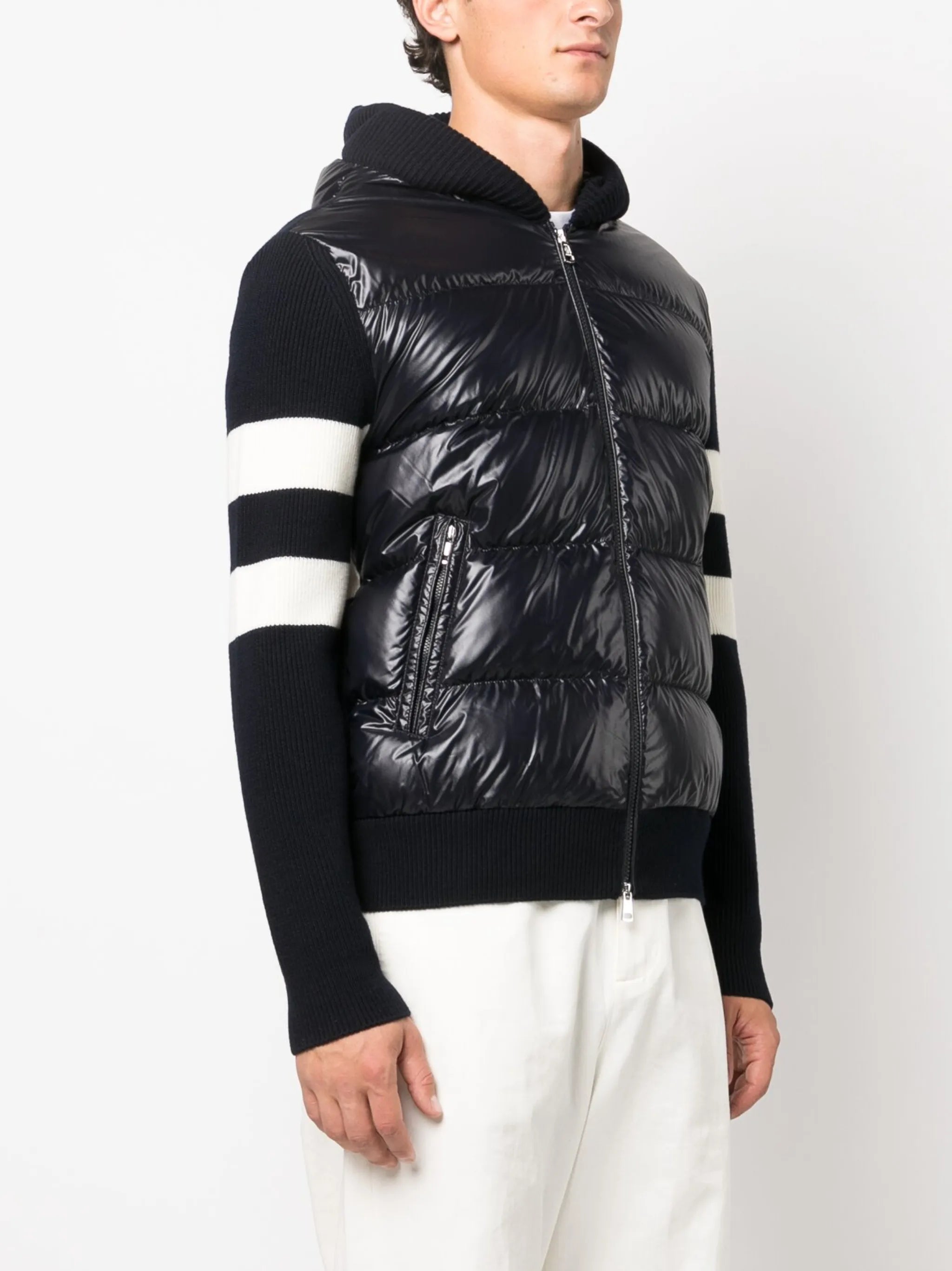 stripe-detail panelled padded jacket