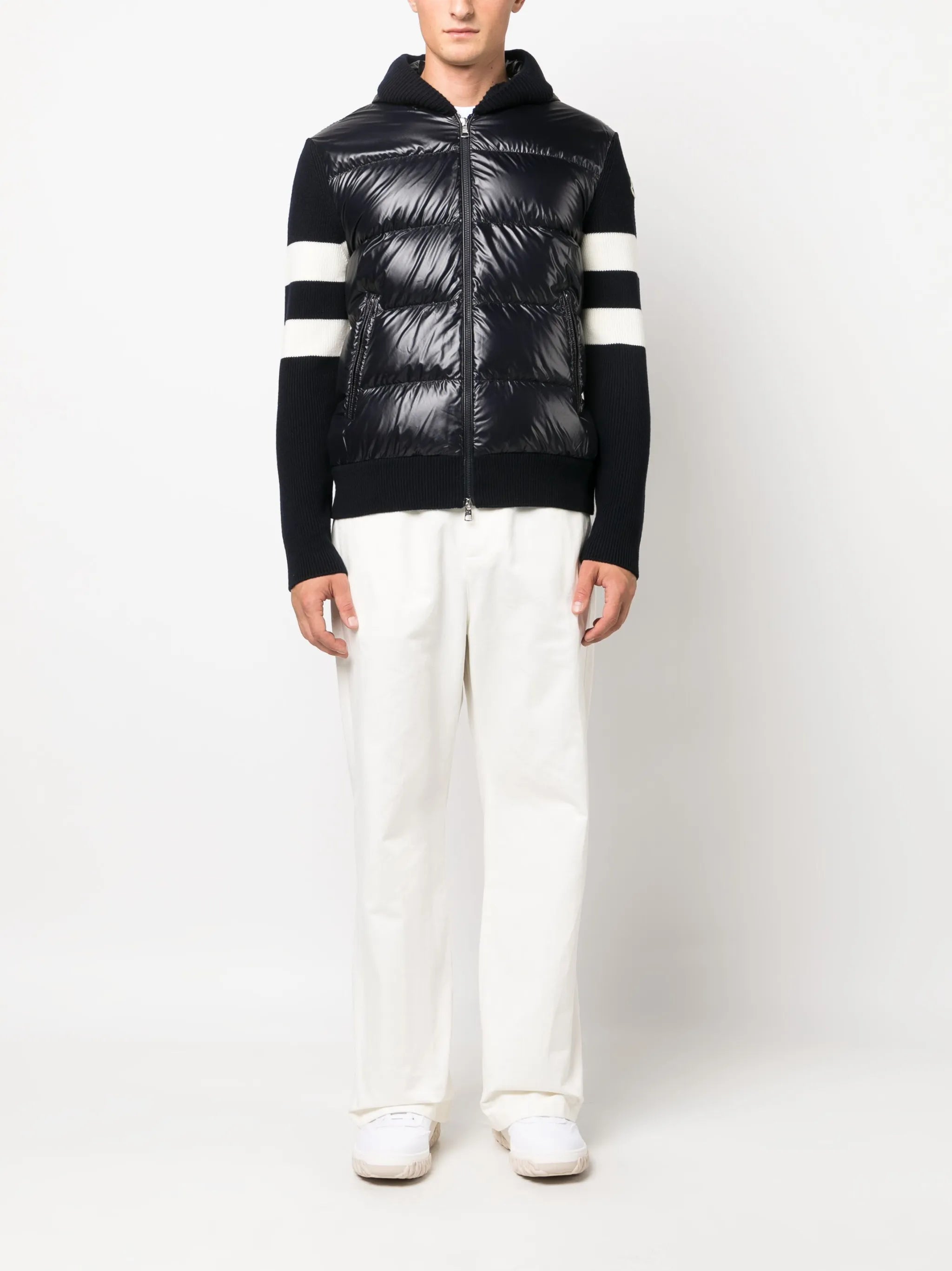stripe-detail panelled padded jacket