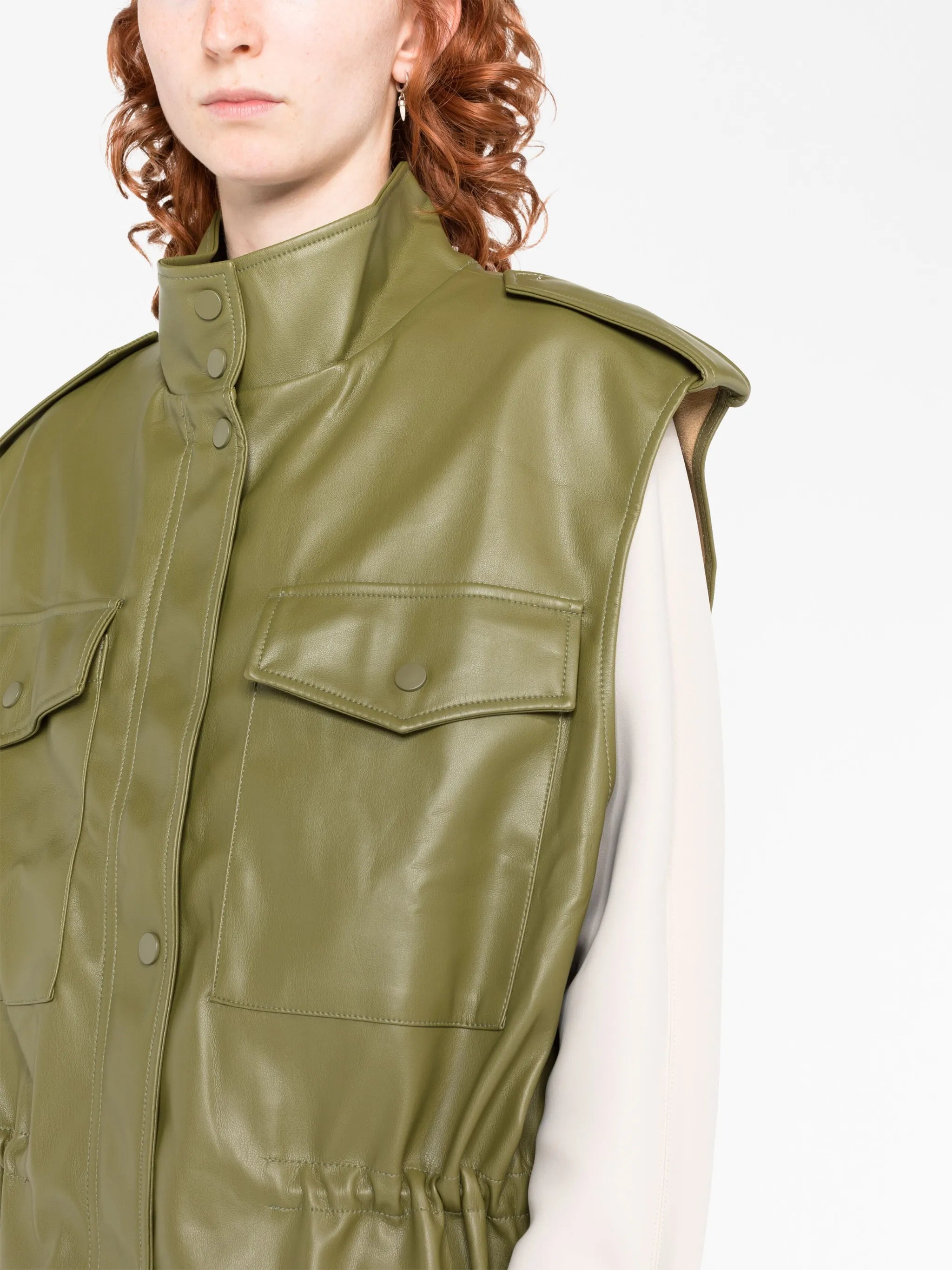 Ines faux-leather cargo vest