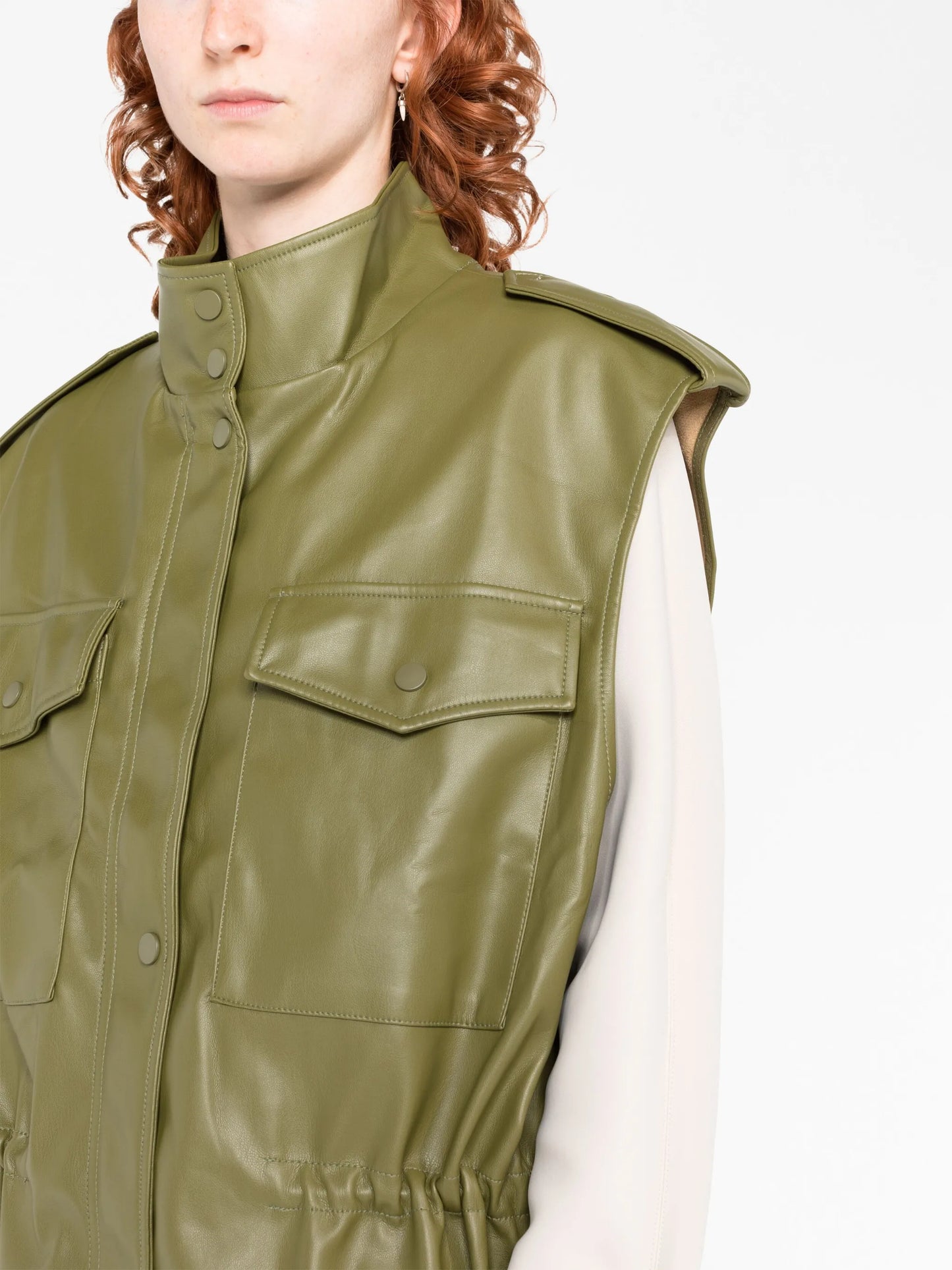 Ines faux-leather cargo vest