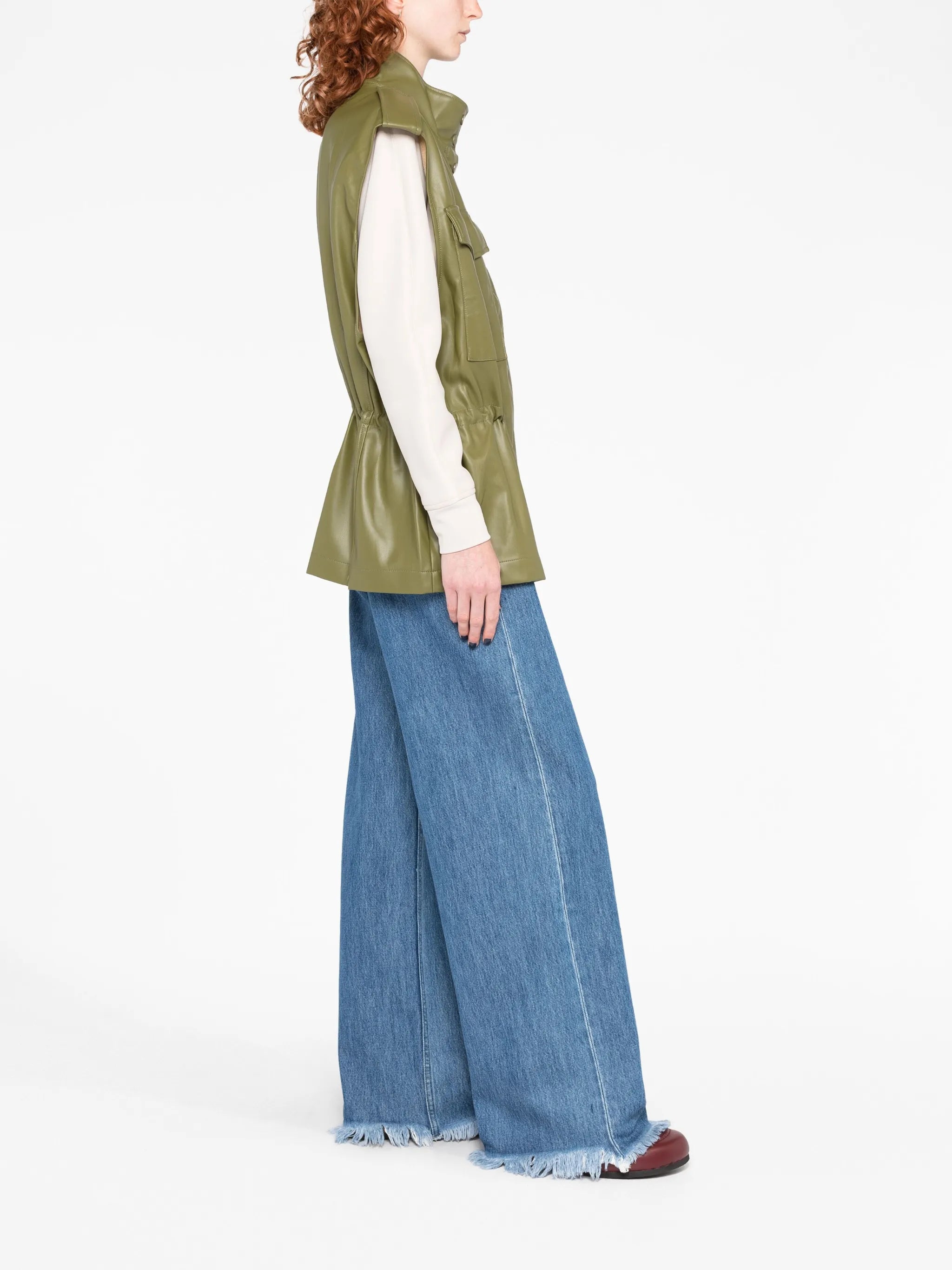 Ines faux-leather cargo vest