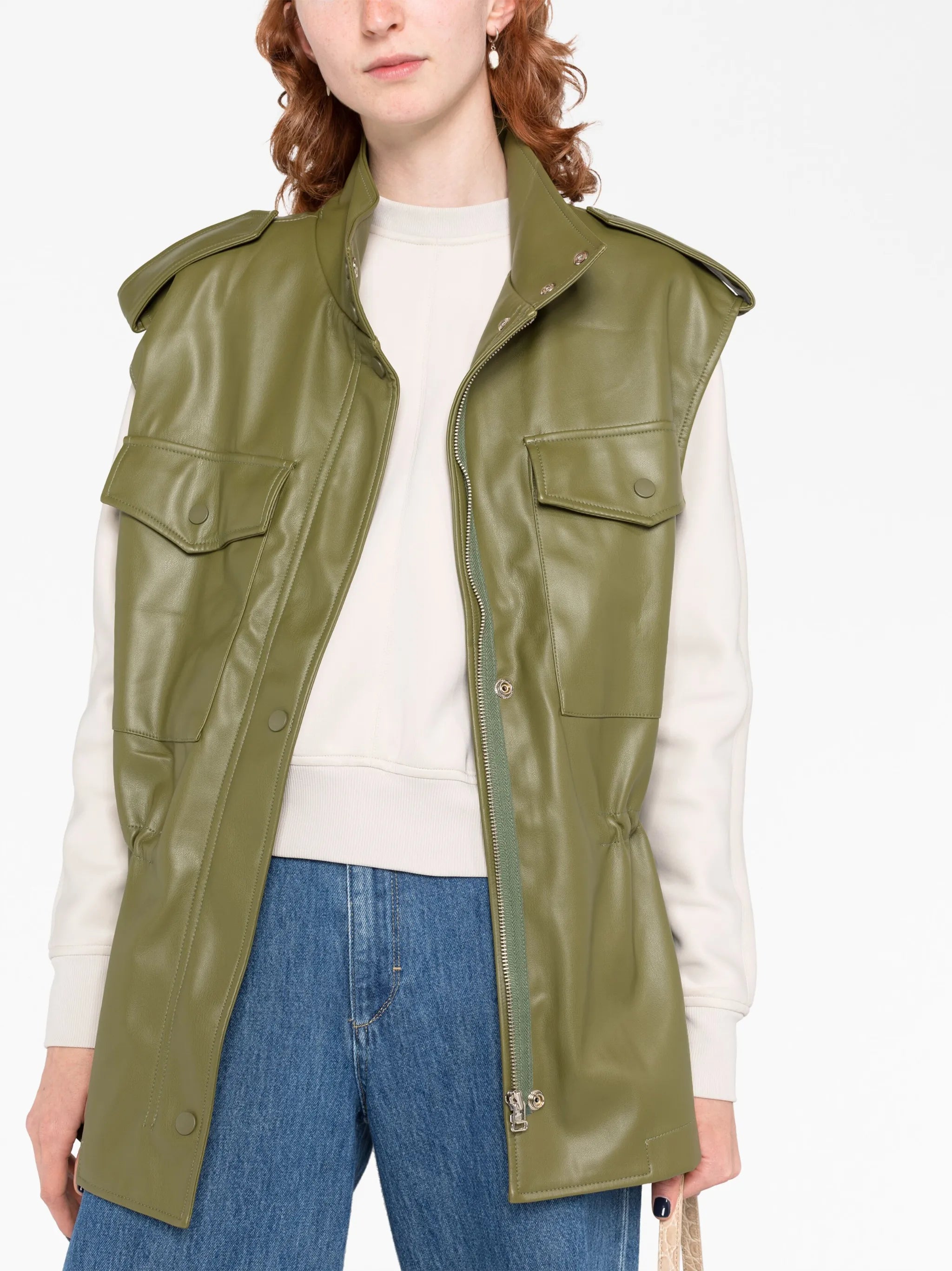 Ines faux-leather cargo vest