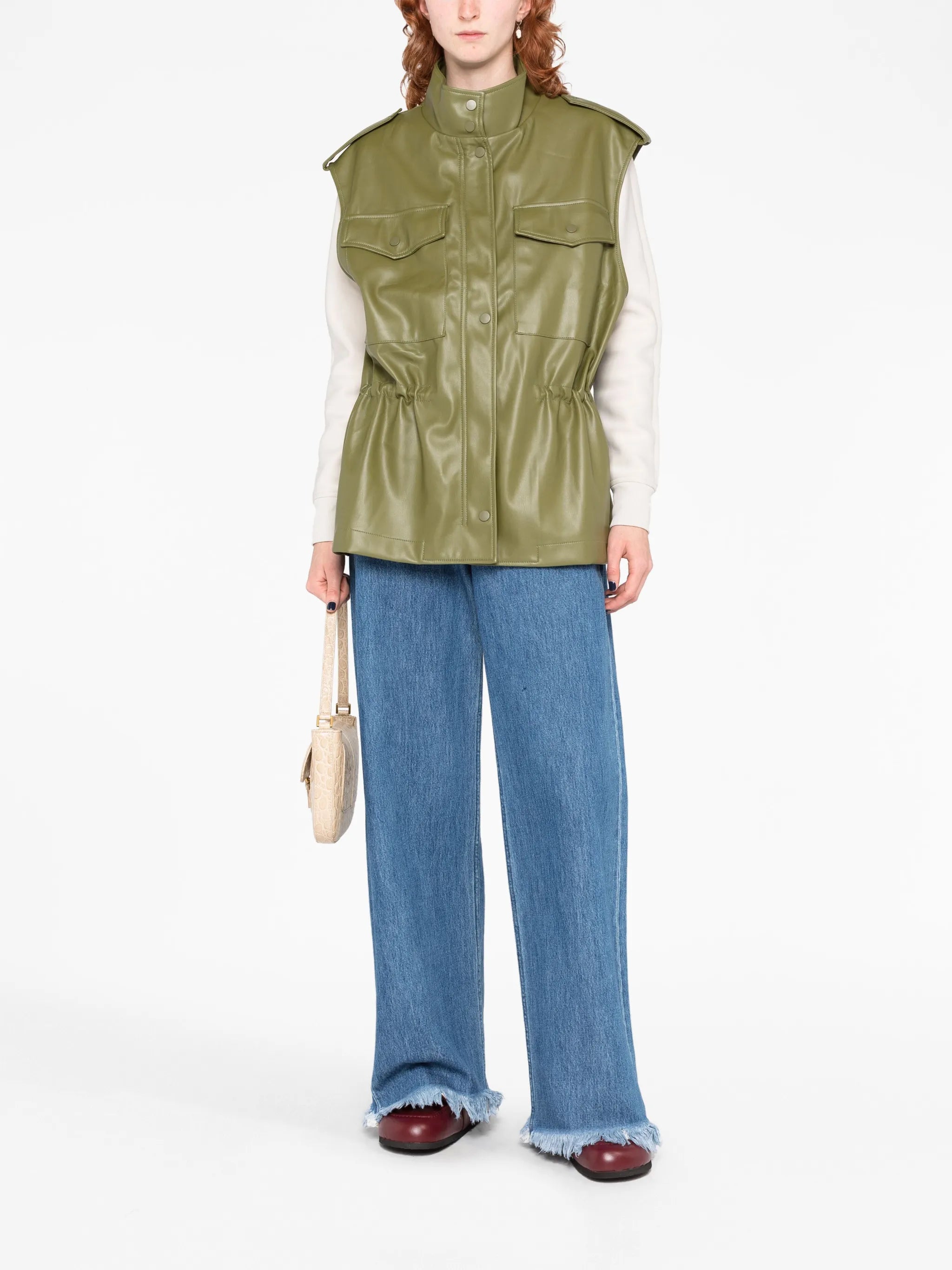 Ines faux-leather cargo vest