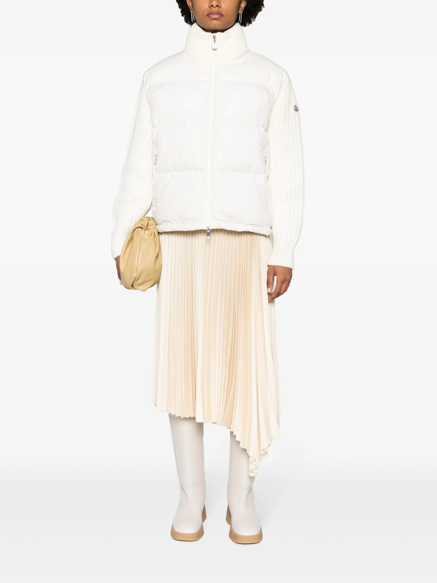 knit-sleeve padded jacket