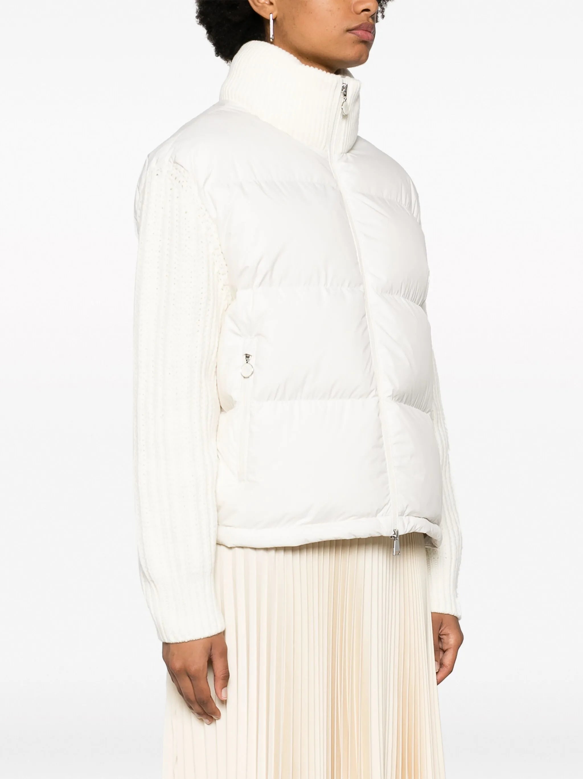 knit-sleeve padded jacket