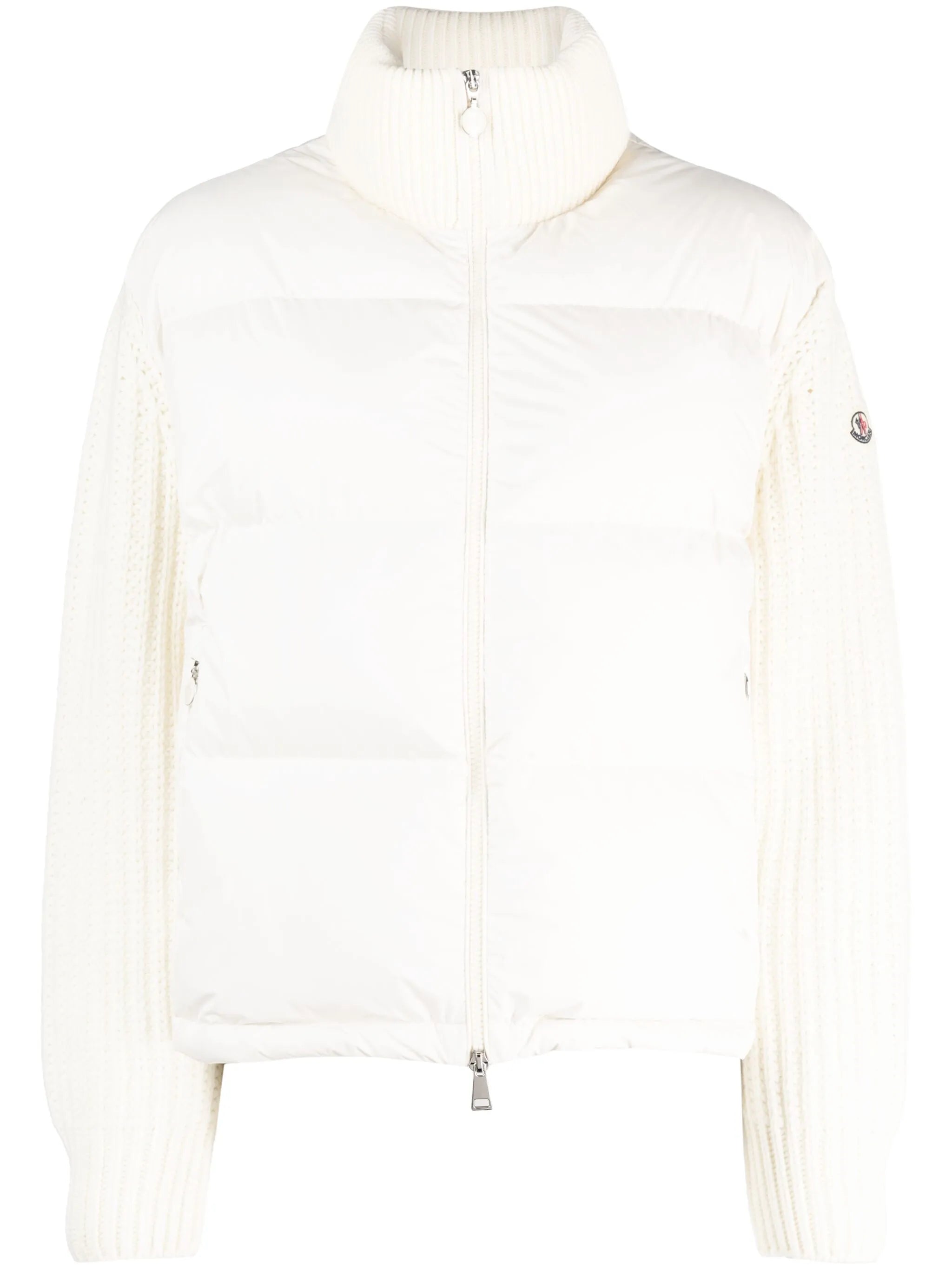 knit-sleeve padded jacket